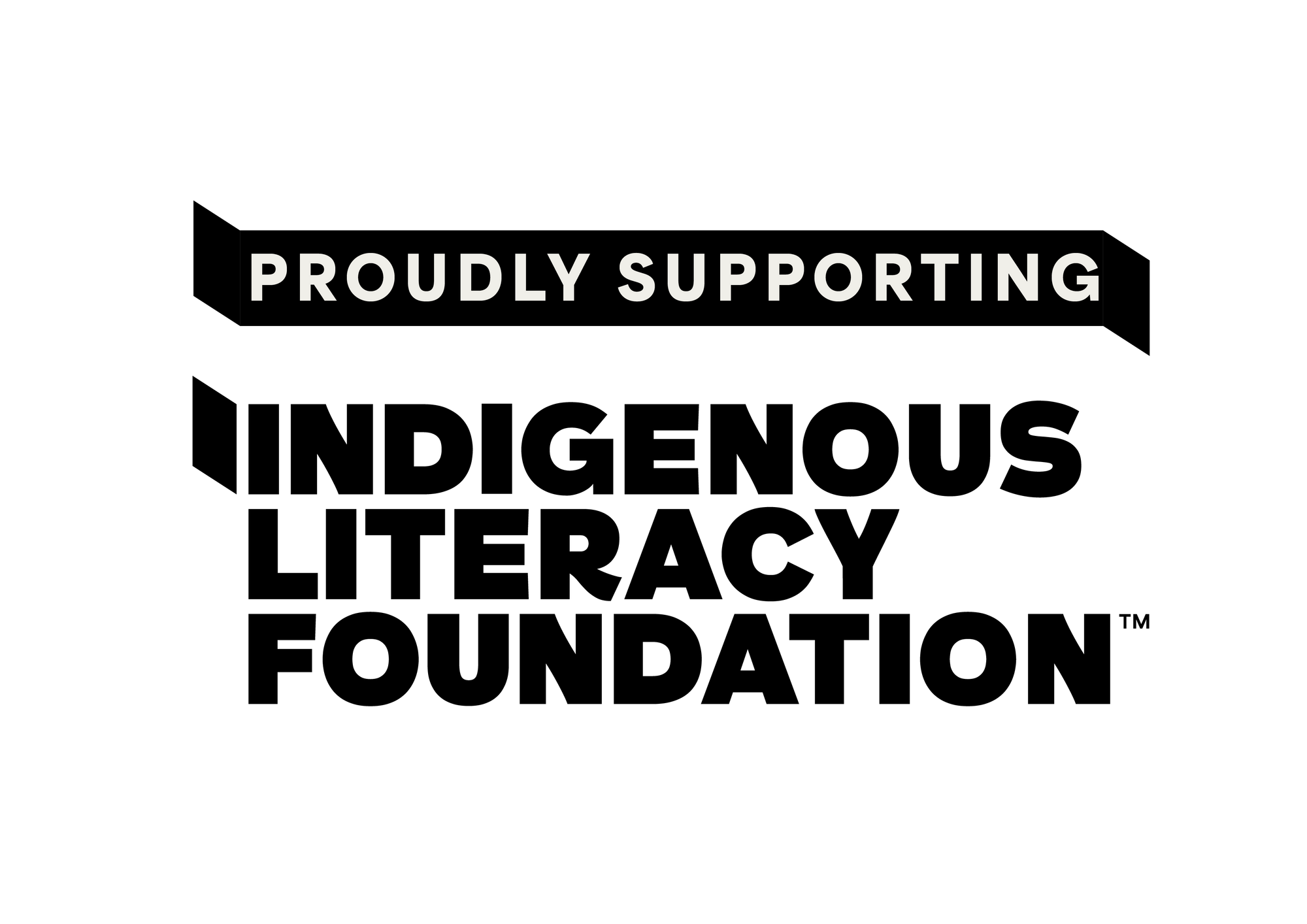 Black text on a white background stating 'Proudly Supporting Indigenous Literacy Foundation'.