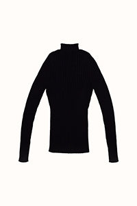 Ribbed Mock Neck in Black