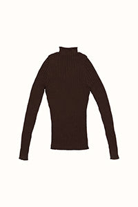 Ribbed Mock Neck in Fruitchouli Brown