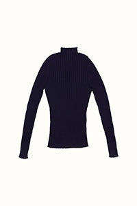 Ribbed Mock Neck in Ink