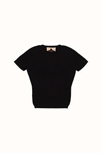Fruit Openwork Baby Tee in Black
