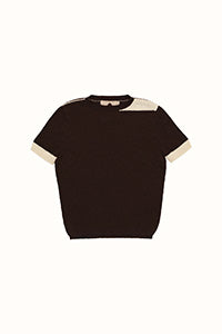 Contrast T-Shirt in Natural Brown & Cream