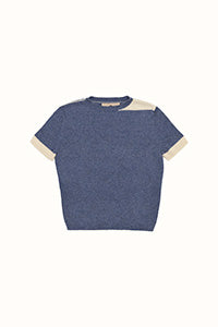 Contrast T-Shirt in Denim & Cream