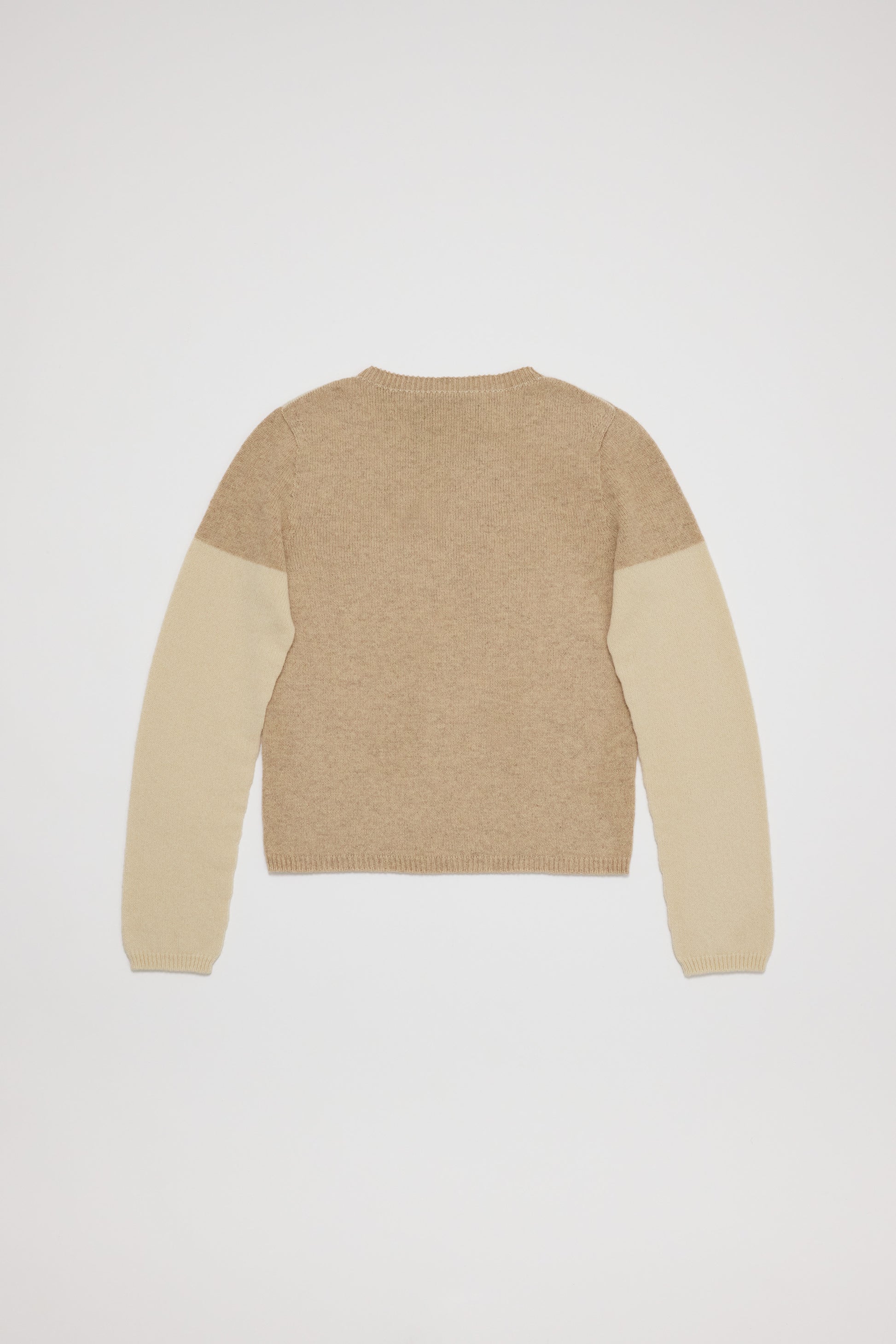 Fruitchouli Contrast Long Sleeve in Beige Cream Yak – Australian knitwear (Flat Lay Back)