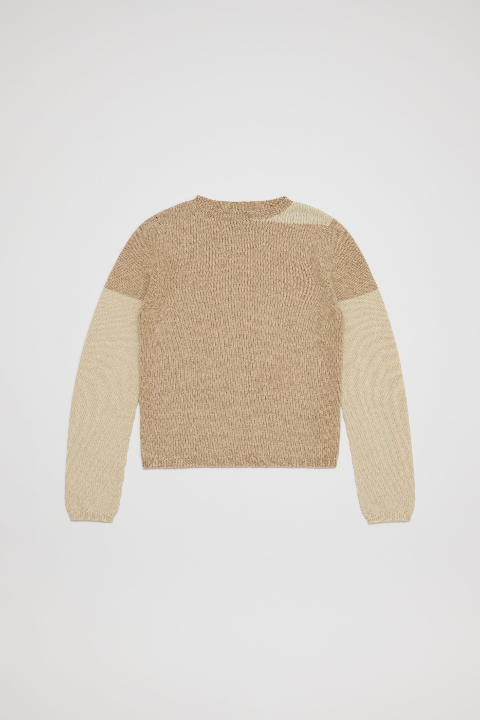 Fruitchouli Contrast Long Sleeve in Beige Cream Yak – Australian knitwear (Flat Lay Front)