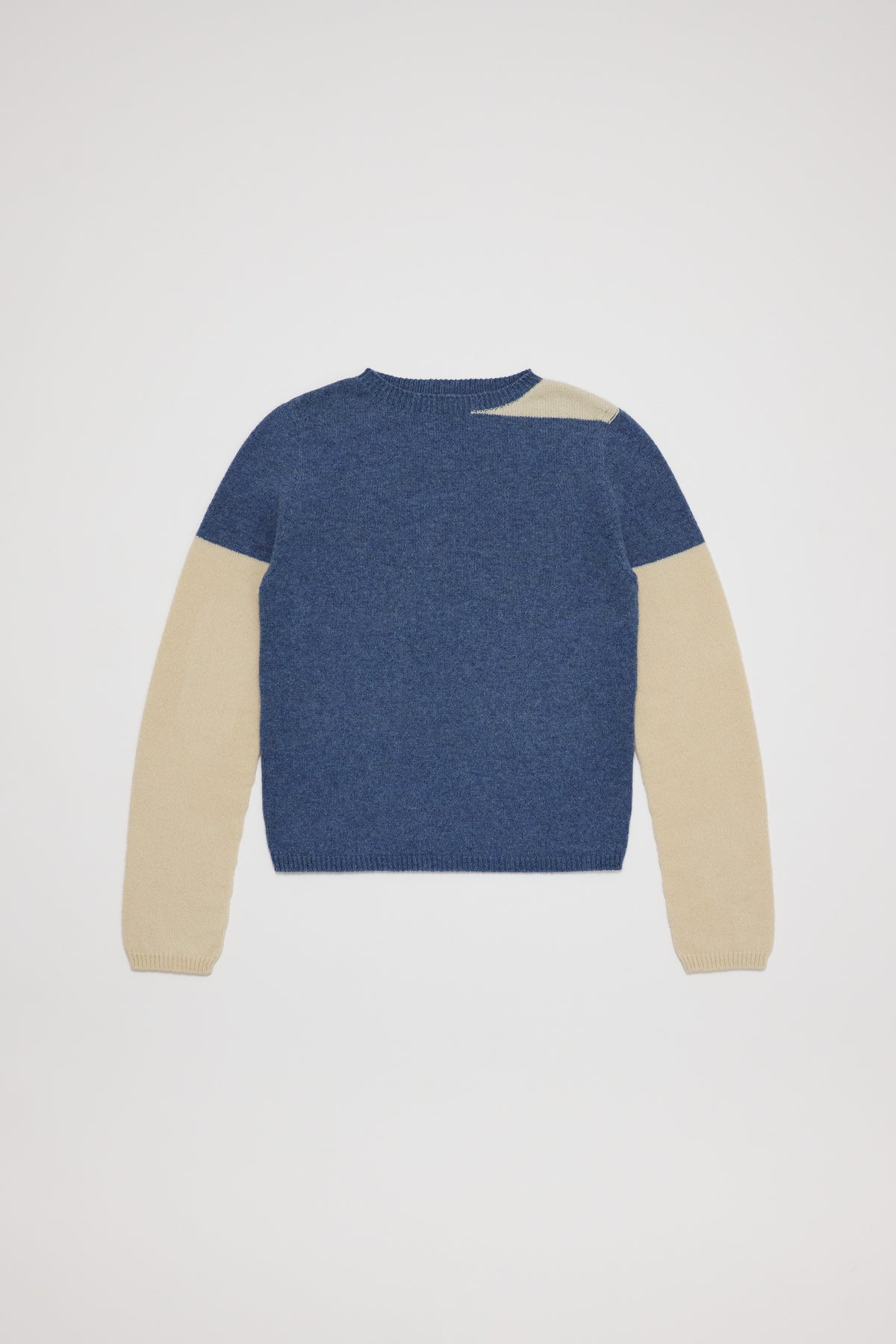 Fruitchouli Contrast Long Sleeve in Denim Cream Yak – Australian knitwear (Flat Lay Front)