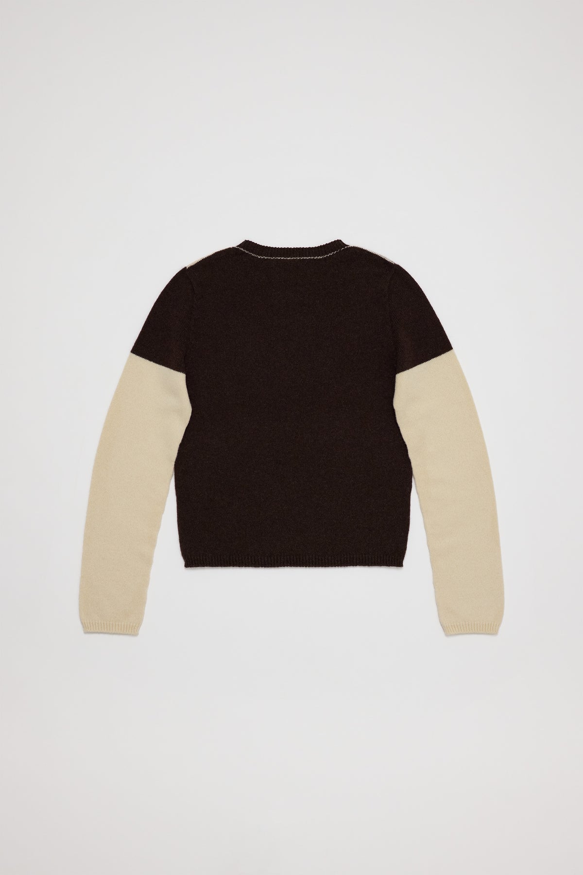 Fruitchouli Contrast Long Sleeve in Natural Brown Cream Yak – Australian knitwear (Flat Lay Back)