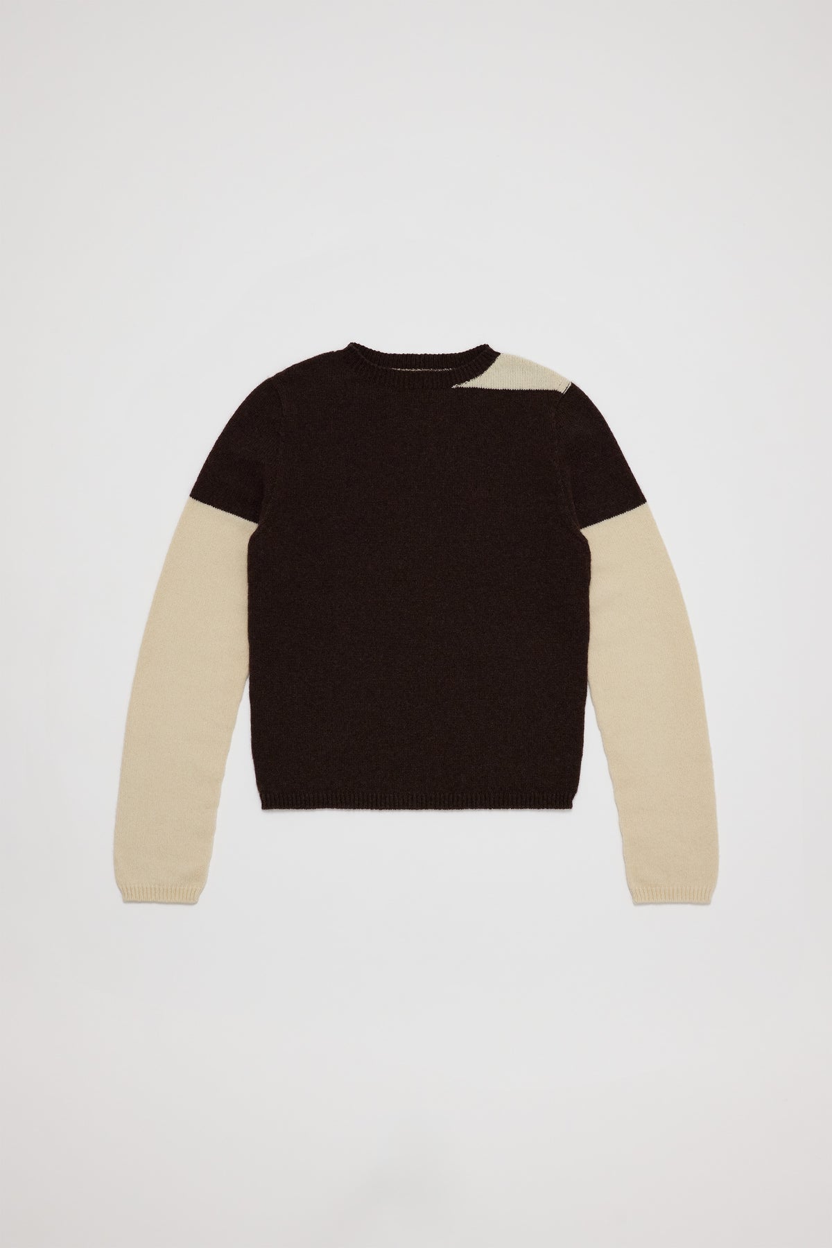 Fruitchouli Contrast Long Sleeve in Natural Brown Cream Yak – Australian knitwear (Flat Lay Front)