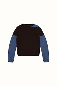 Contrast Long Sleeve in Natural Brown & Denim