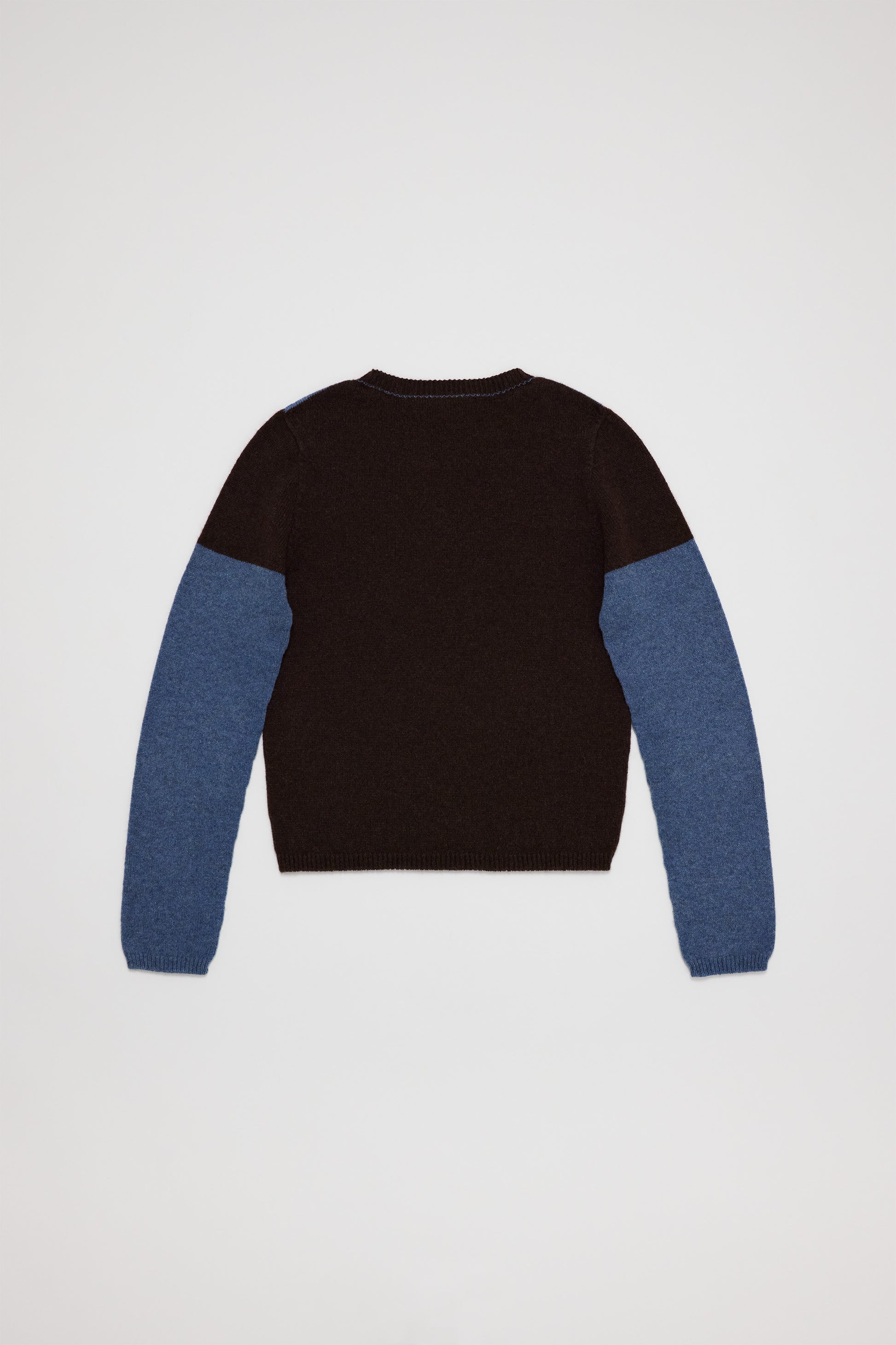 Fruitchouli Contrast Long Sleeve in Natural Brown Denim Yak – Australian knitwear (Flat Lay Back)