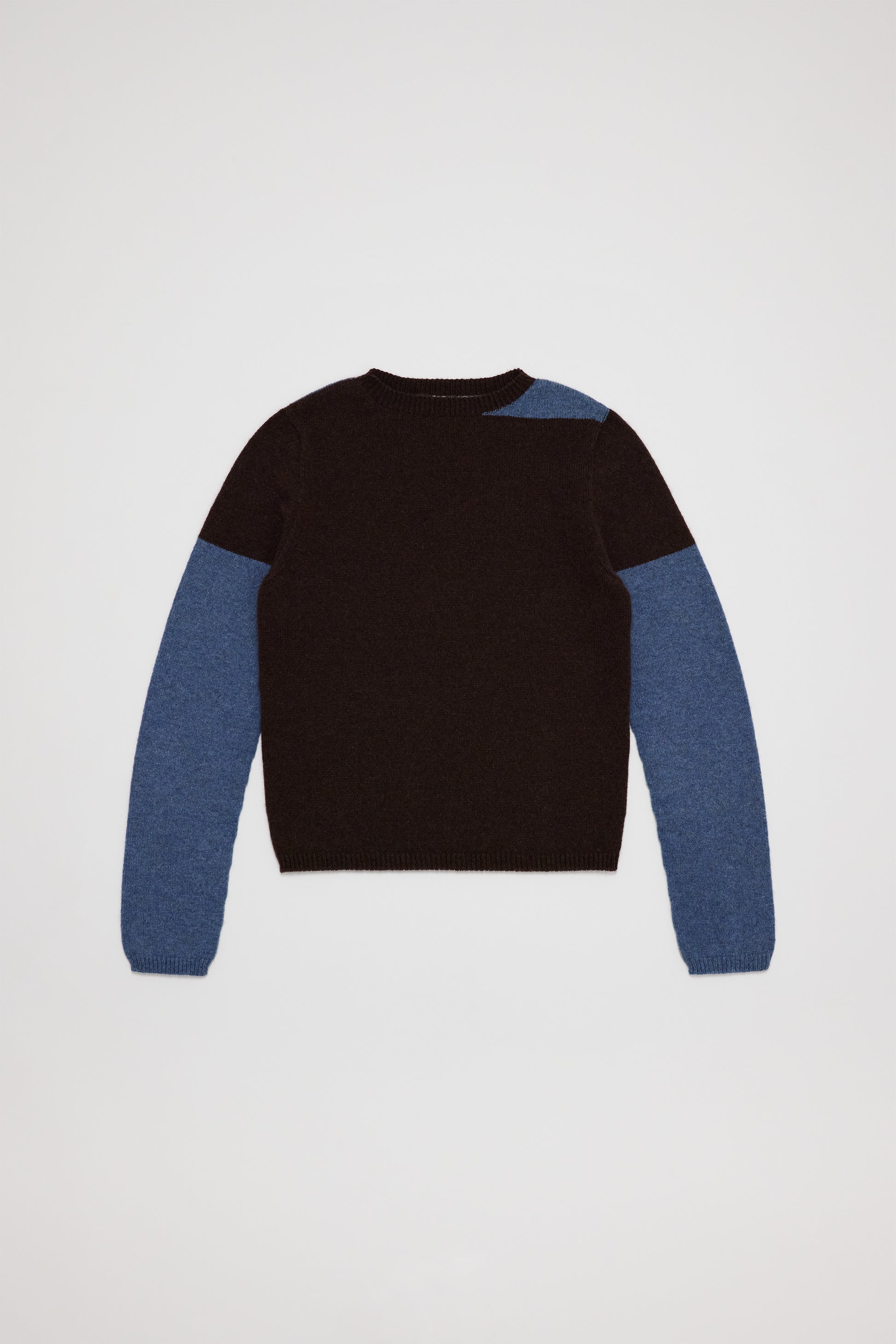 Fruitchouli Contrast Long Sleeve in Natural Brown Denim Yak – Australian knitwear (Flat Lay Front)