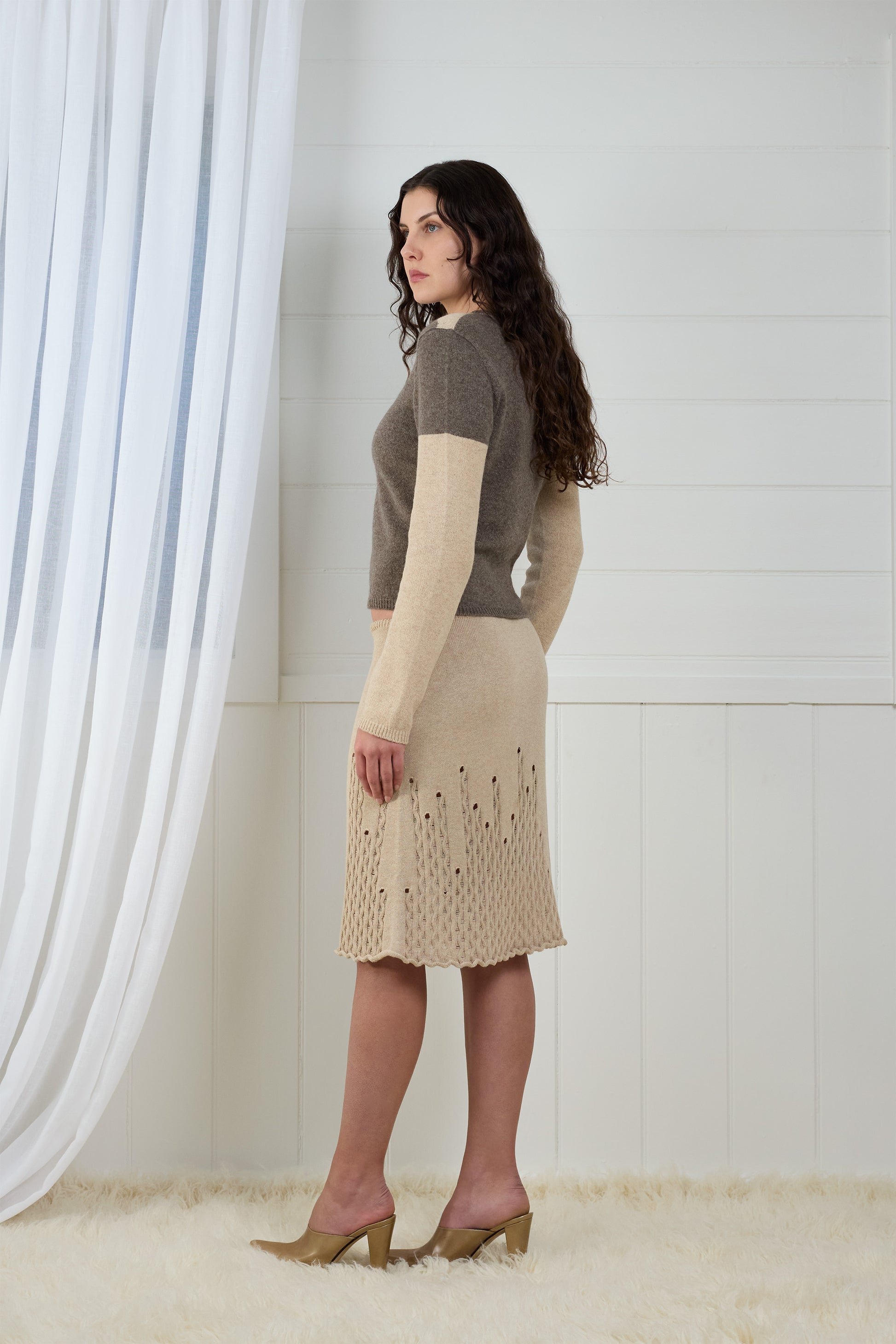 Fruitchouli Contrast Long Sleeve in Natural Taupe Beige Yak – Australian knitwear (3 Quarter)