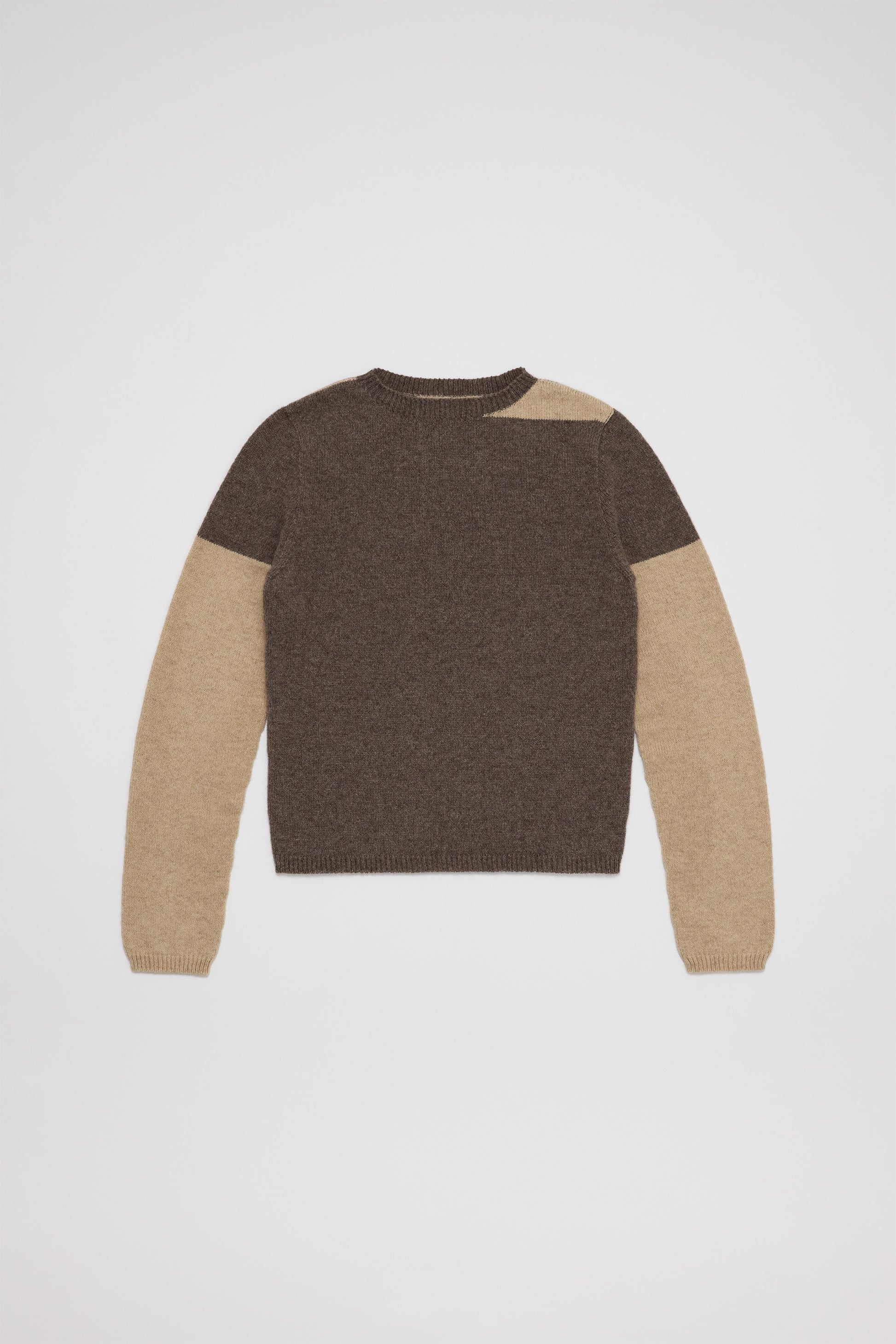 Fruitchouli Contrast Long Sleeve in Natural Taupe Beige Yak – Australian knitwear (Flat Lay Front)