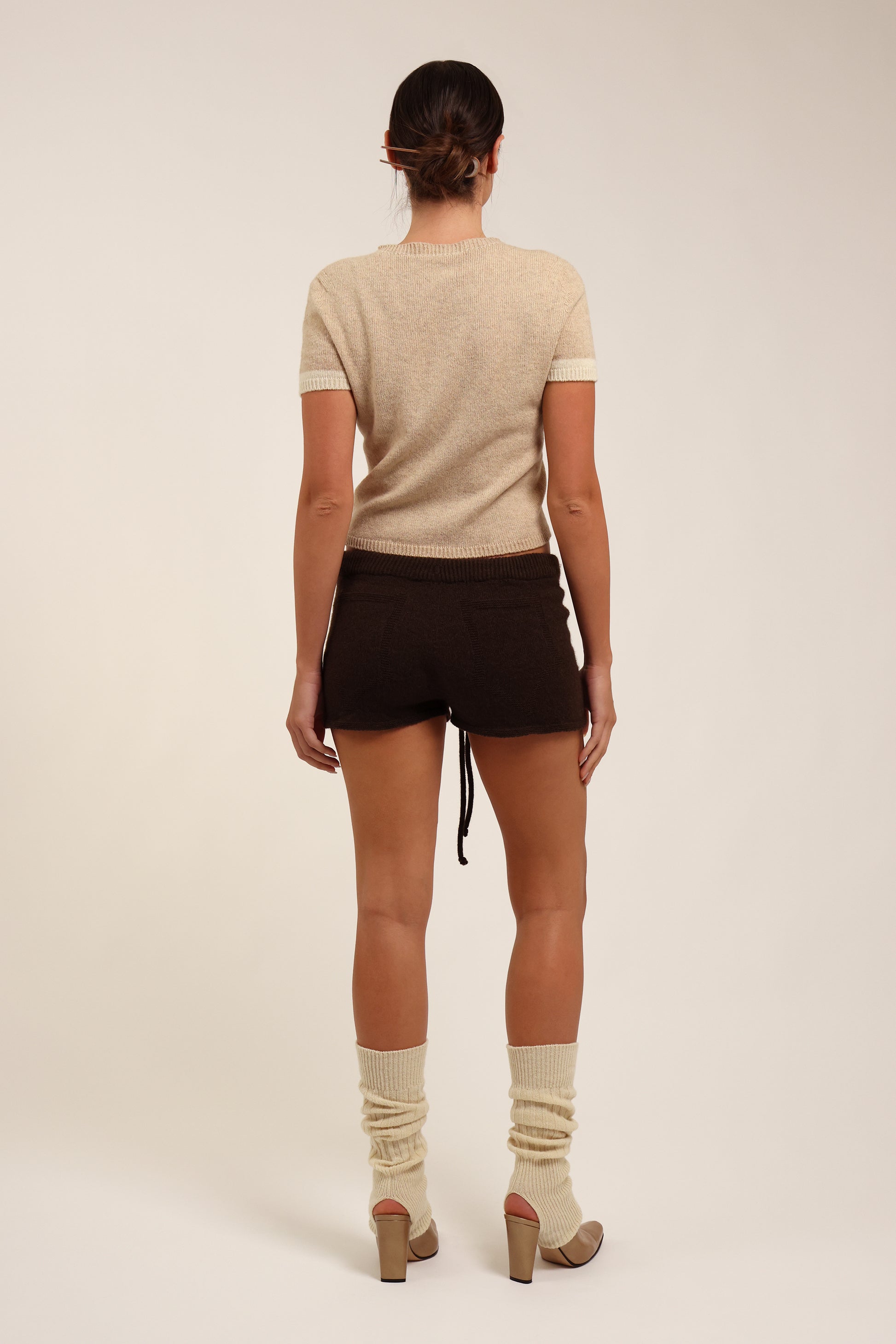 Fruitchouli Contrast T-Shirt in Beige Cream Yak – Australian knitwear (Back)