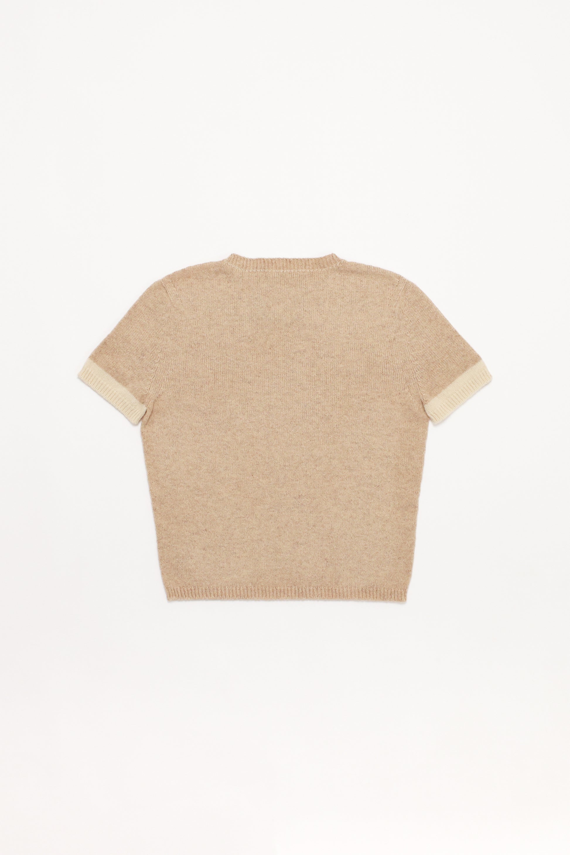 Fruitchouli Contrast T-Shirt in Beige Cream Yak – Australian knitwear (Flat Lay Back)