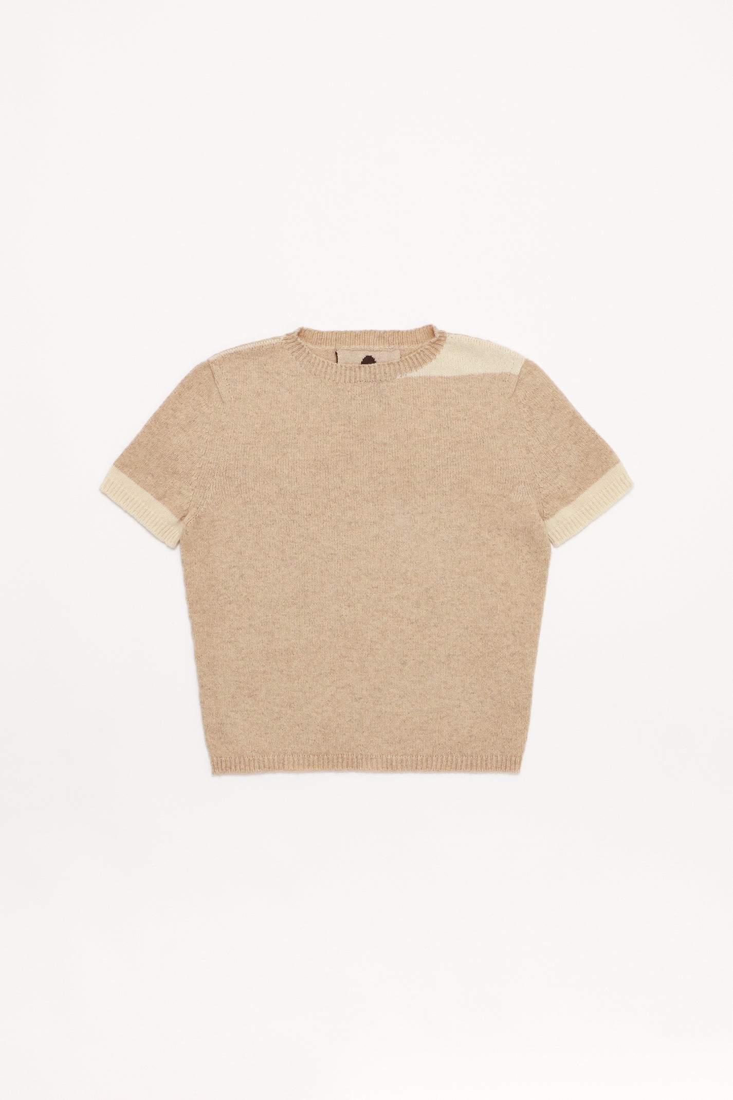 Fruitchouli Contrast T-Shirt in Beige Cream Yak – Australian knitwear (Flat Lay Front)