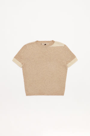 Contrast T-Shirt in Beige & Cream