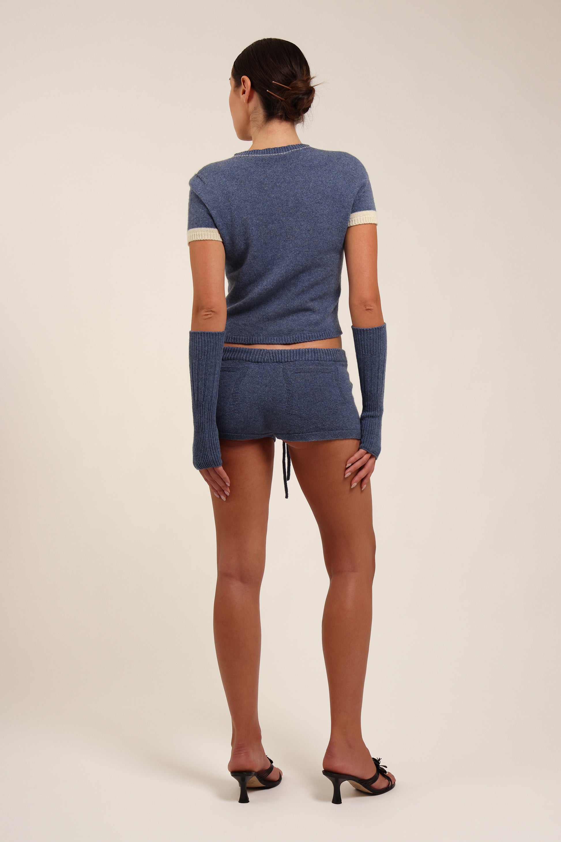 Fruitchouli Contrast T-Shirt in Denim Cream Yak – Australian knitwear (Back)