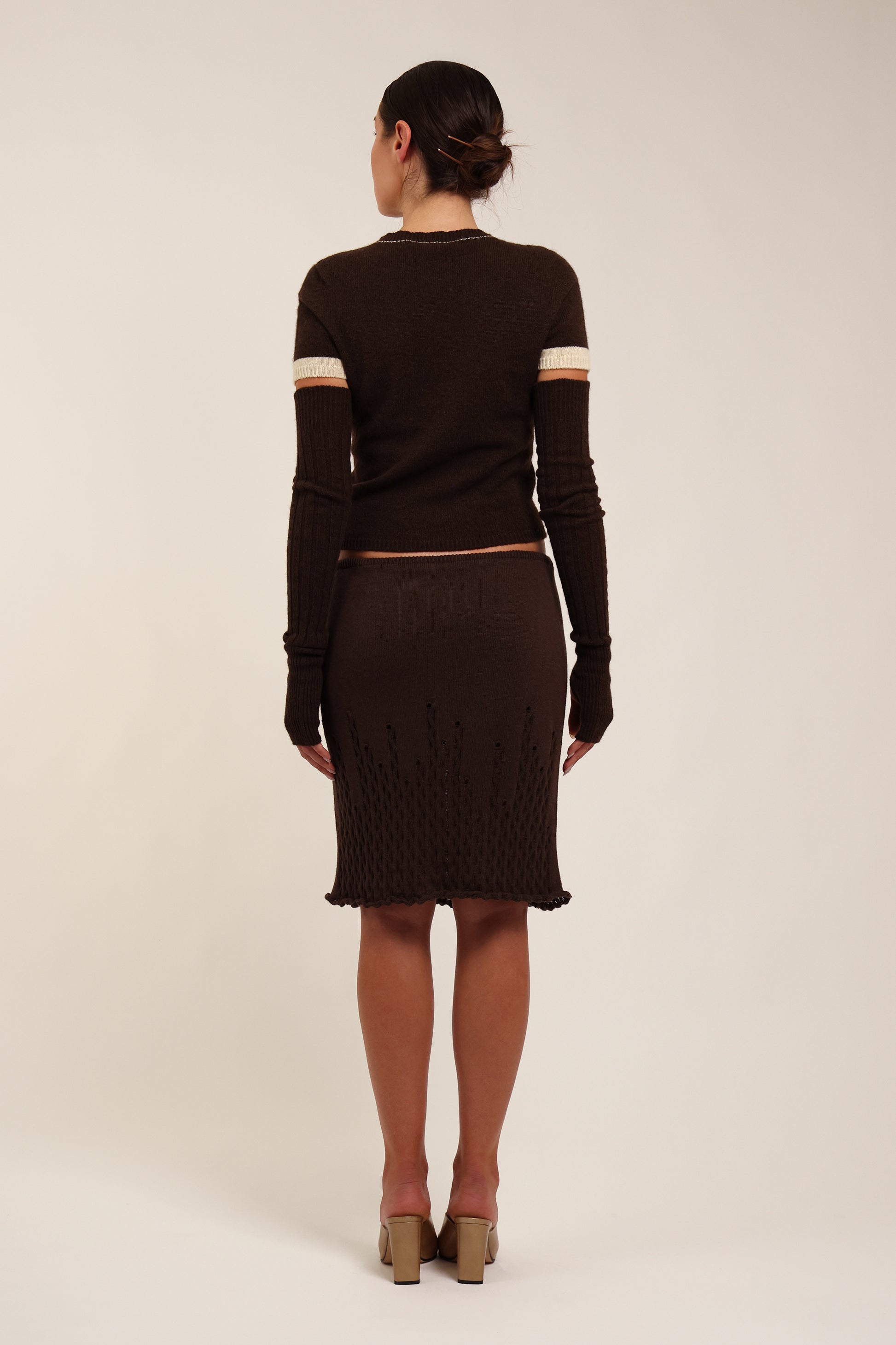 Fruitchouli Contrast T-Shirt in Natural Brown Cream Yak – Australian knitwear (Back)