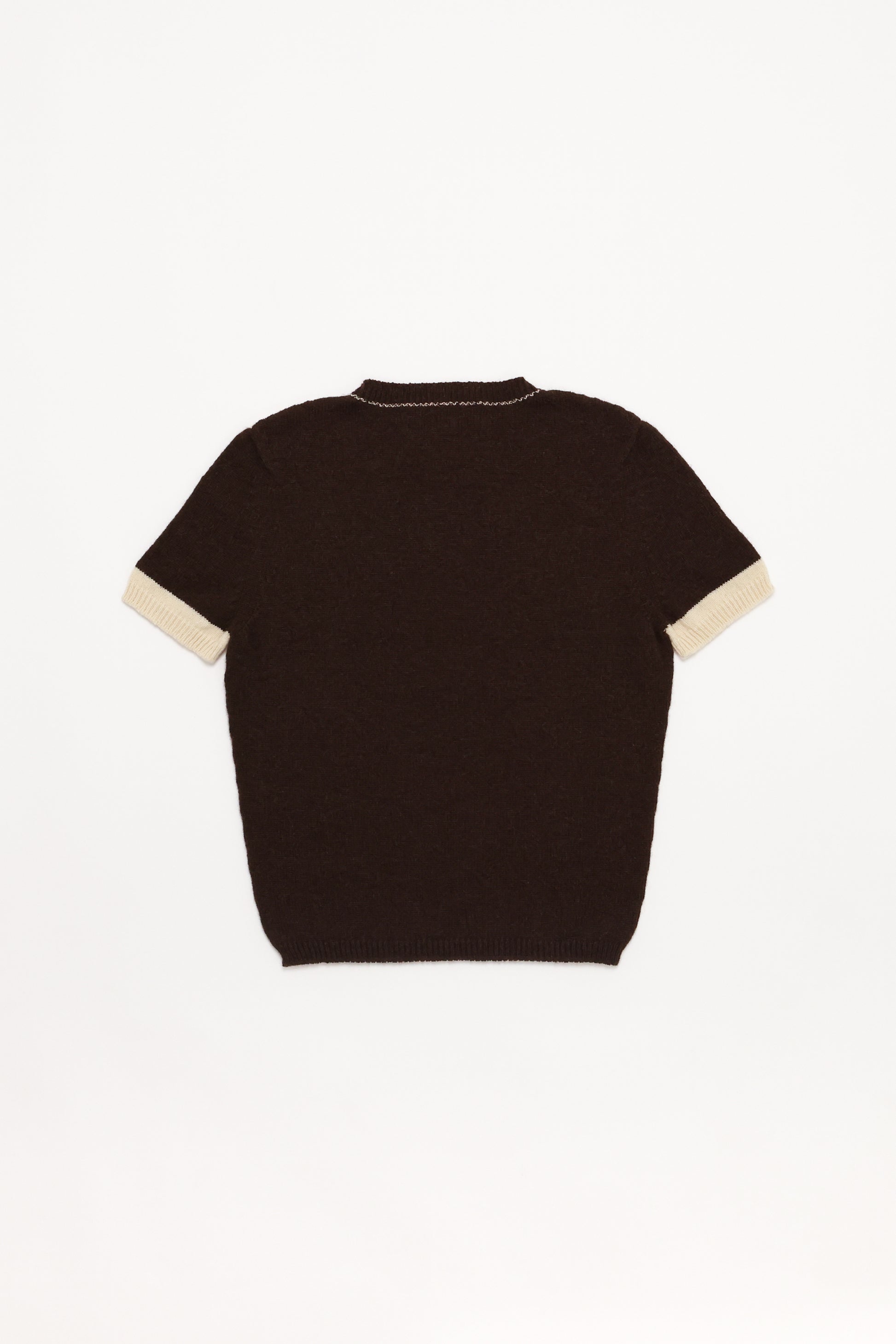 Fruitchouli Contrast T-Shirt in Natural Brown Cream Yak – Australian knitwear (Flat Lay Back)