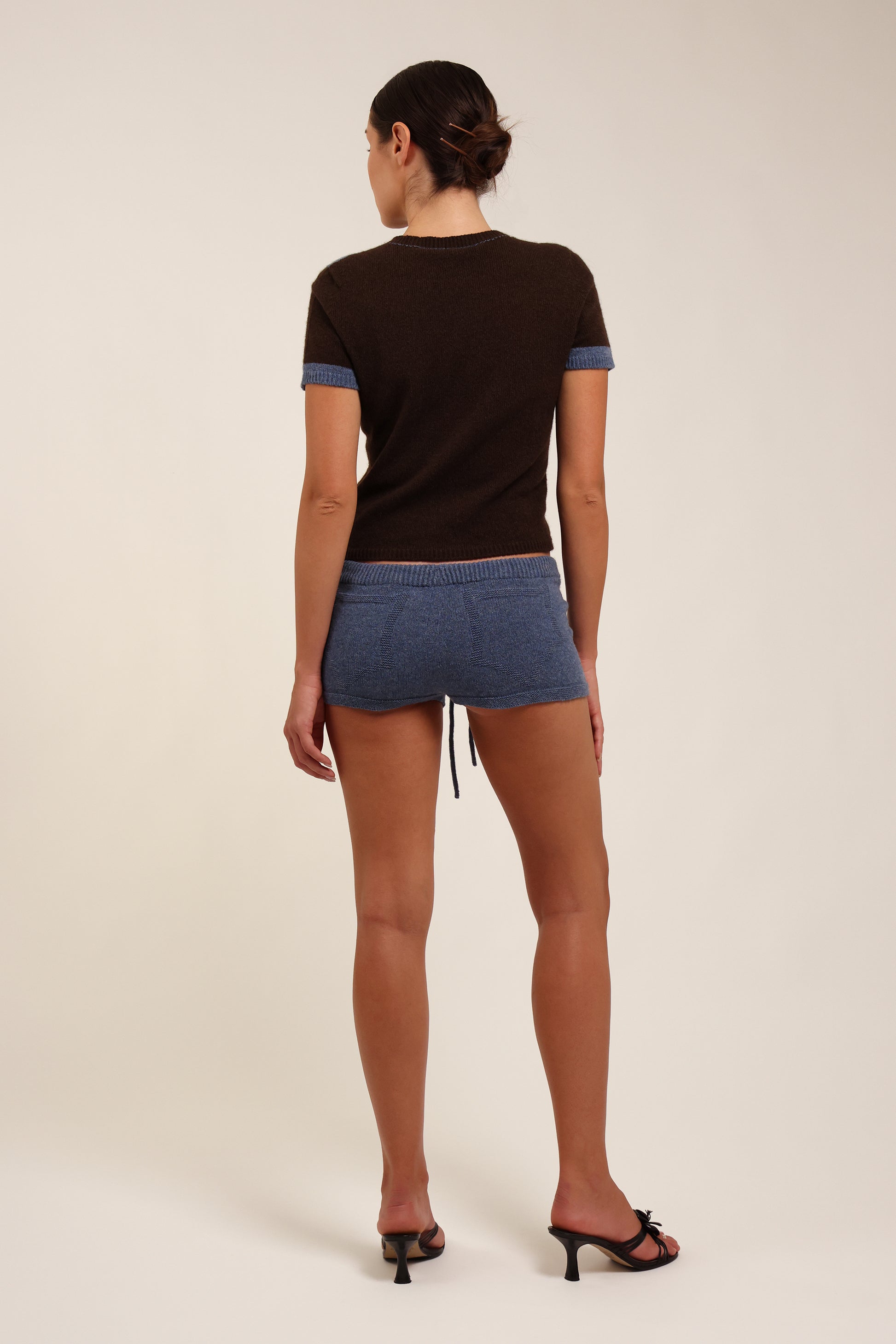 Fruitchouli Contrast T-Shirt in Natural Brown Denim Yak – Australian knitwear (Back)