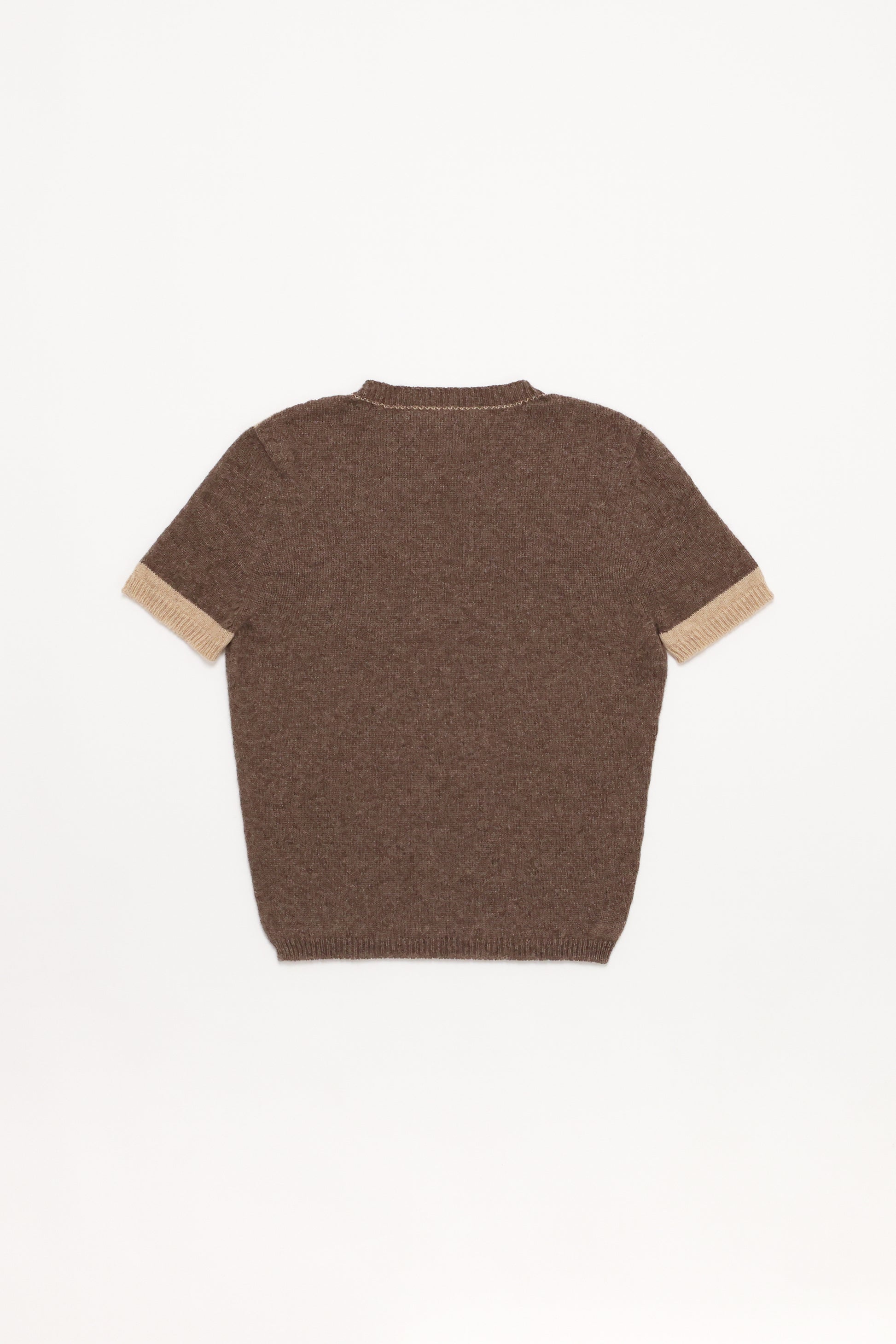 Fruitchouli Contrast T-Shirt in Natural Taupe Beige Yak – Australian knitwear (Flat Lay Back)