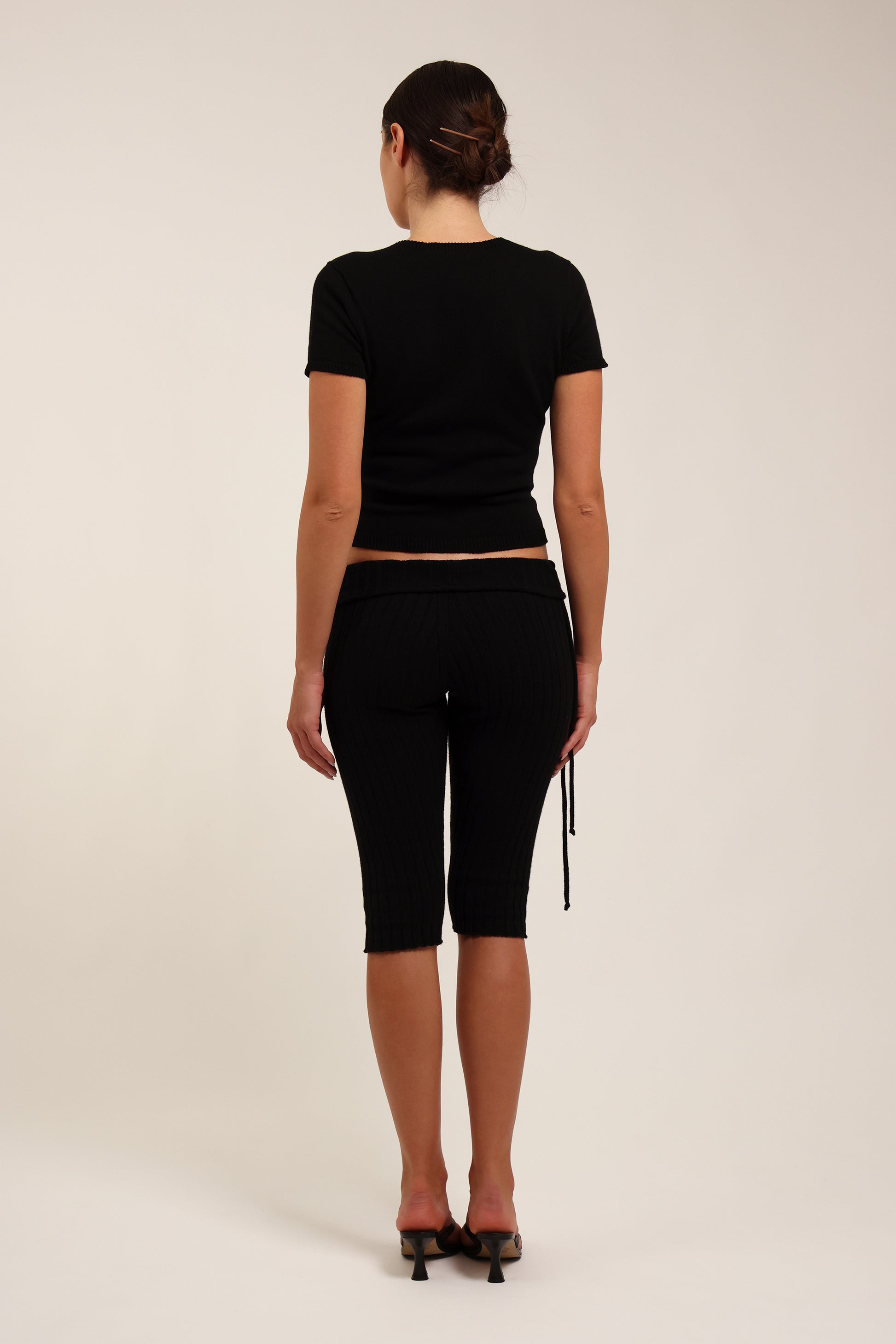Fruitchouli Fruit Openwork Baby Tee in Black Organic Cotton SeaCell™ – Australian knitwear (Back)