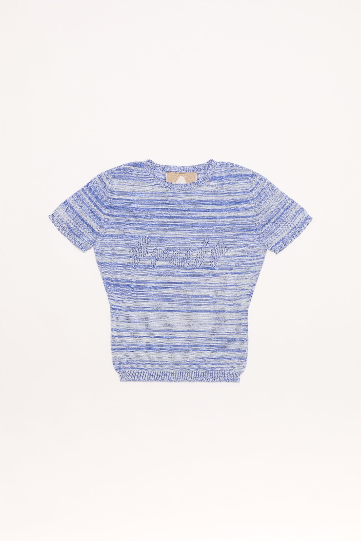 Fruitchouli Fruit Openwork Baby Tee in Studio Blend I Organic Cotton SeaCell™ – Australian knitwear (Flat Lay Front)