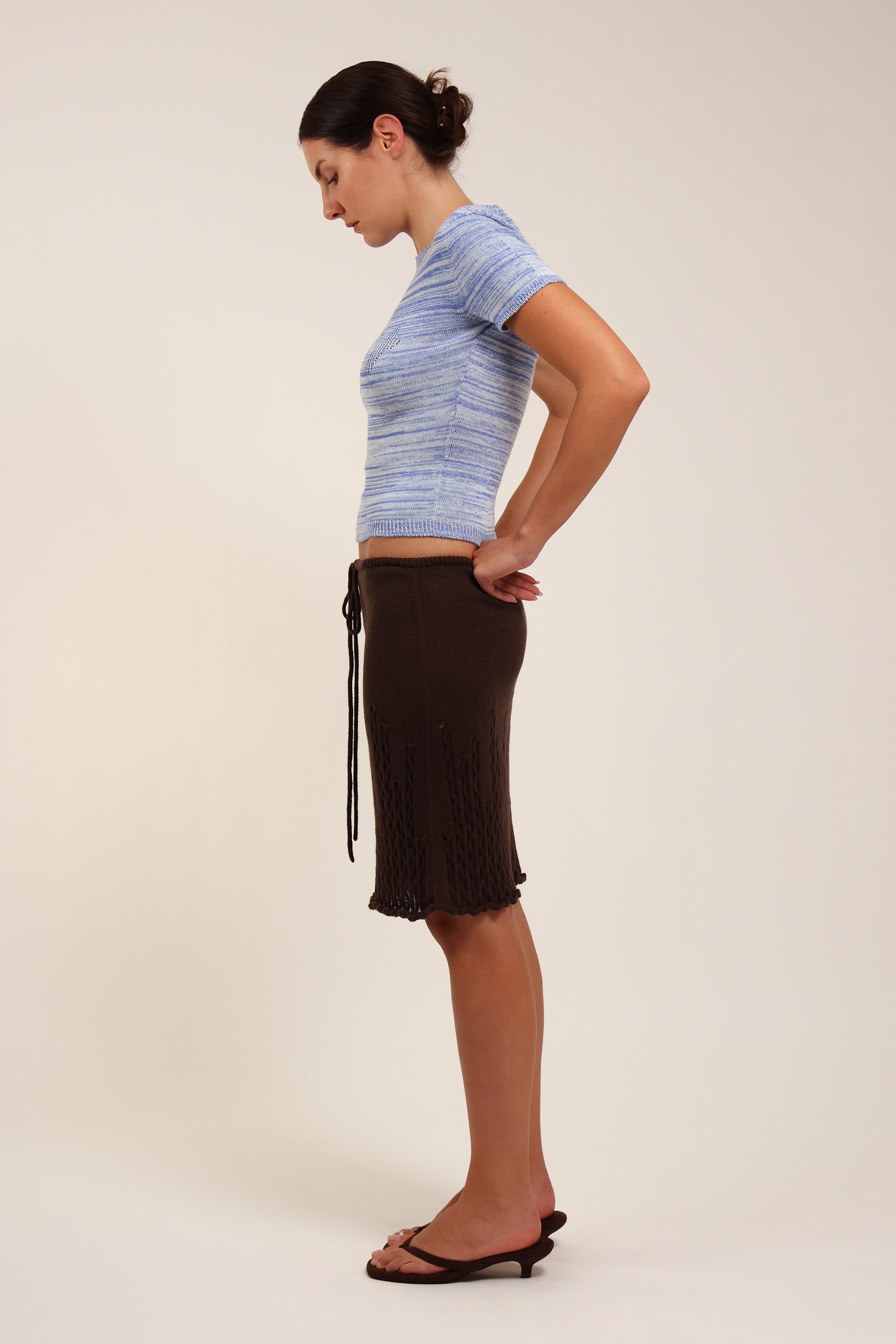 Fruitchouli Fruit Openwork Baby Tee in Studio Blend I Organic Cotton SeaCell™ – Australian knitwear (Side)