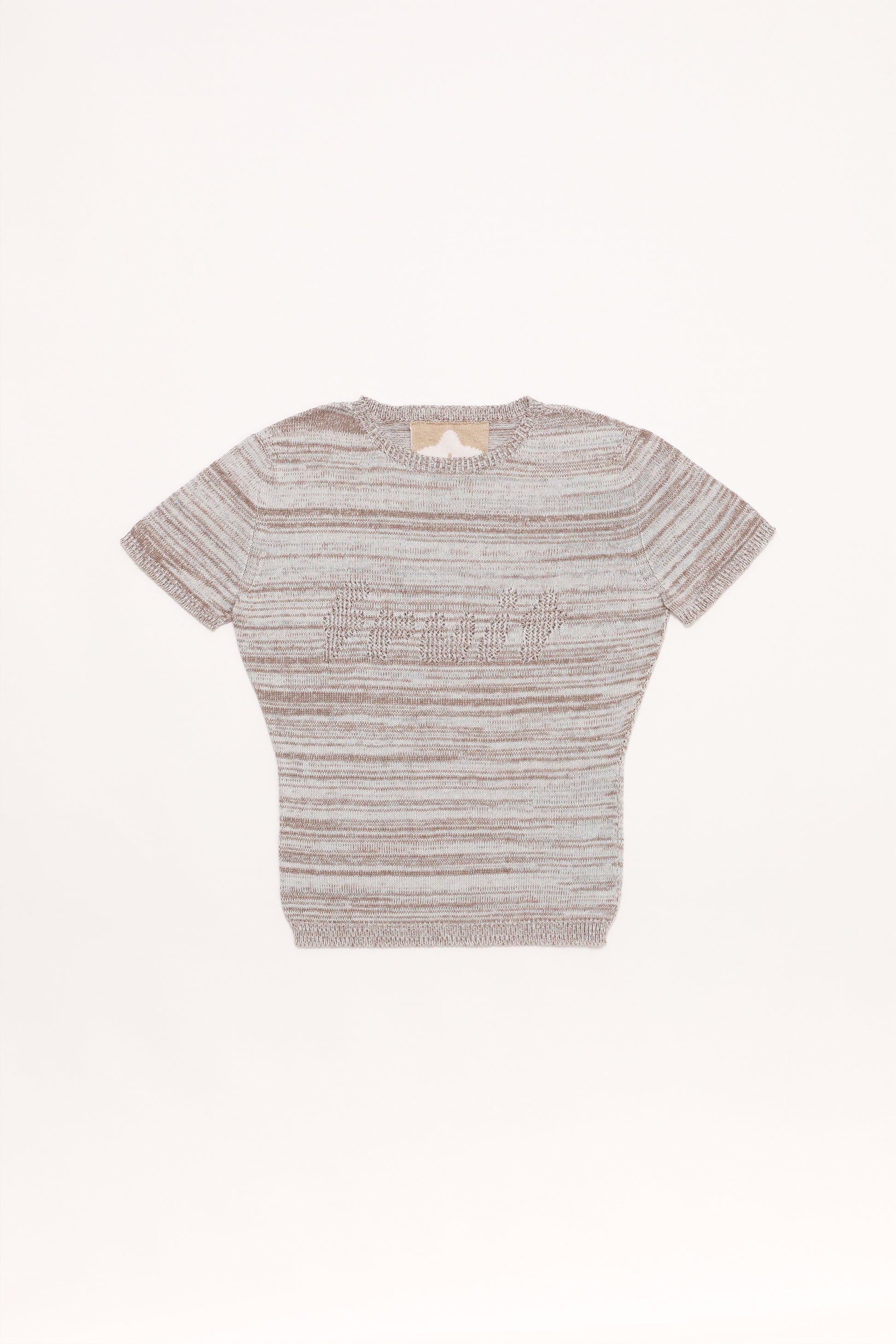 Fruitchouli Fruit Openwork Baby Tee in Studio Blend II Organic Cotton SeaCell™ – Australian knitwear (Flat Lay Front)