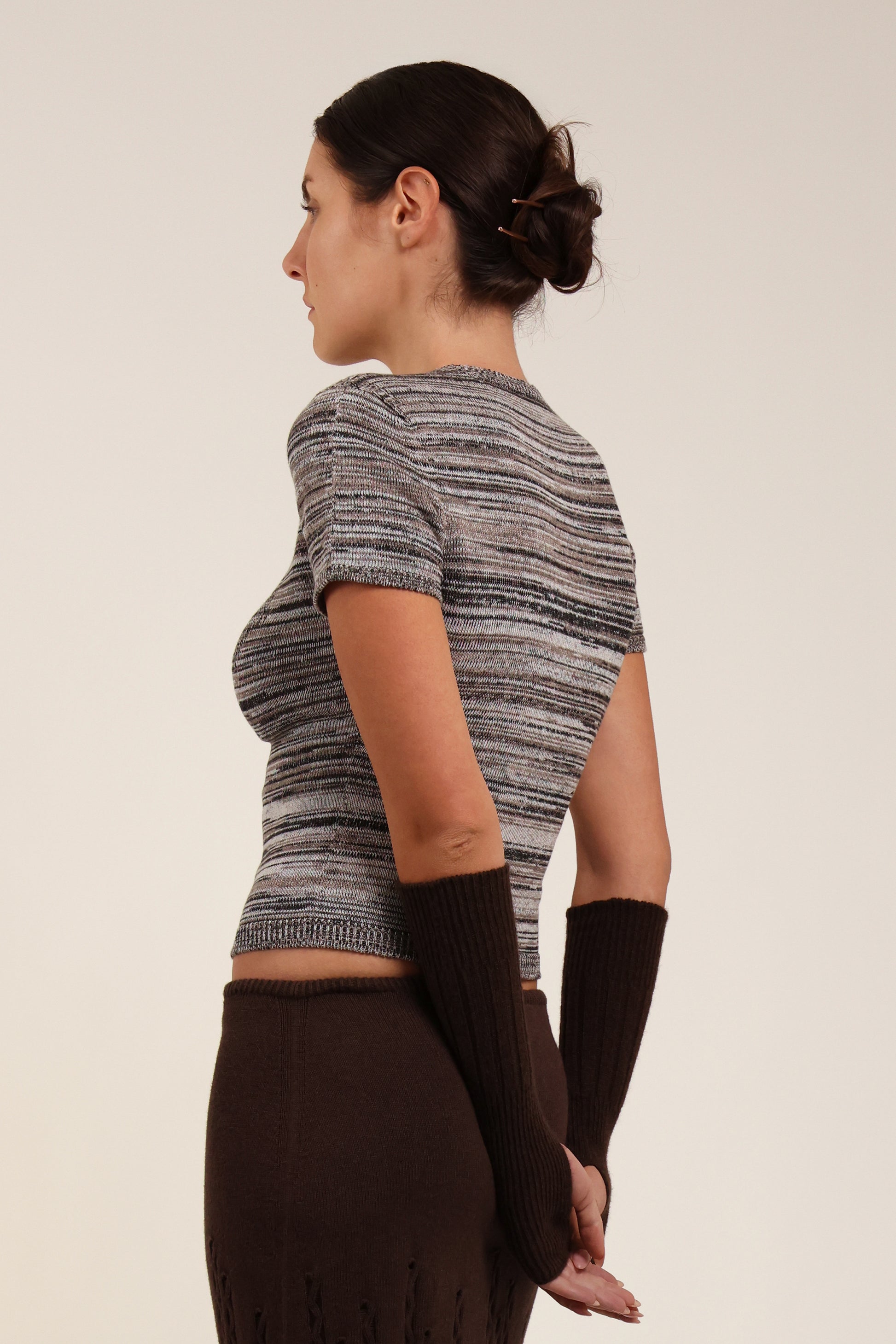 Fruitchouli Fruit Openwork Baby Tee in Studio Blend III Organic Cotton SeaCell™ – Australian knitwear (Side Detail)