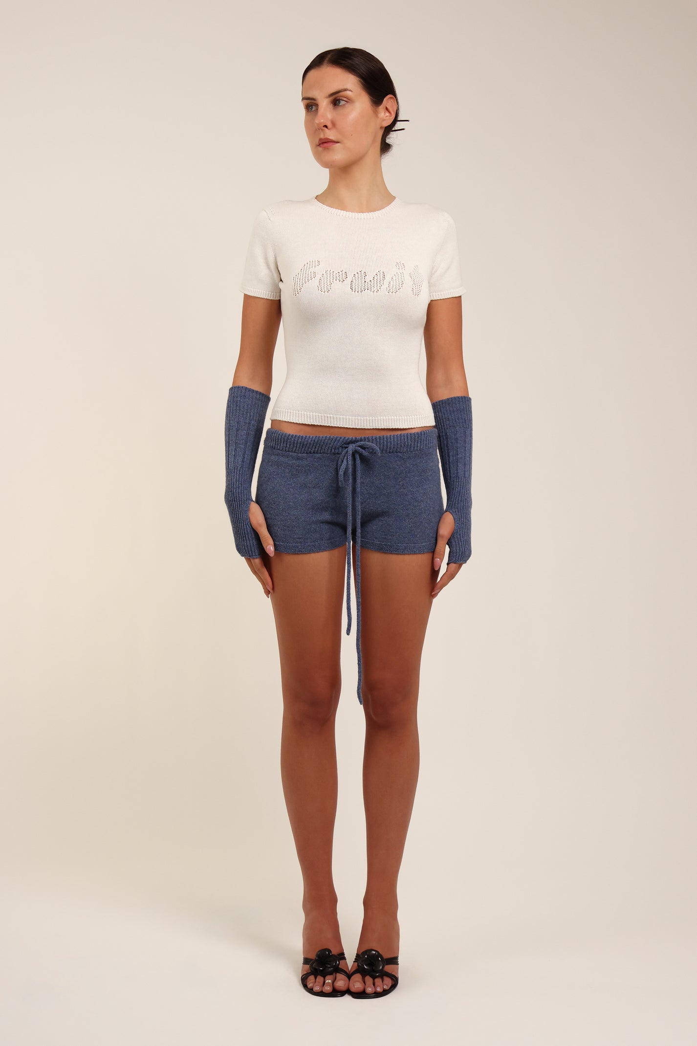Fruitchouli Fruit Openwork Baby Tee in White Organic Cotton SeaCell™ – Australian knitwear (Front)