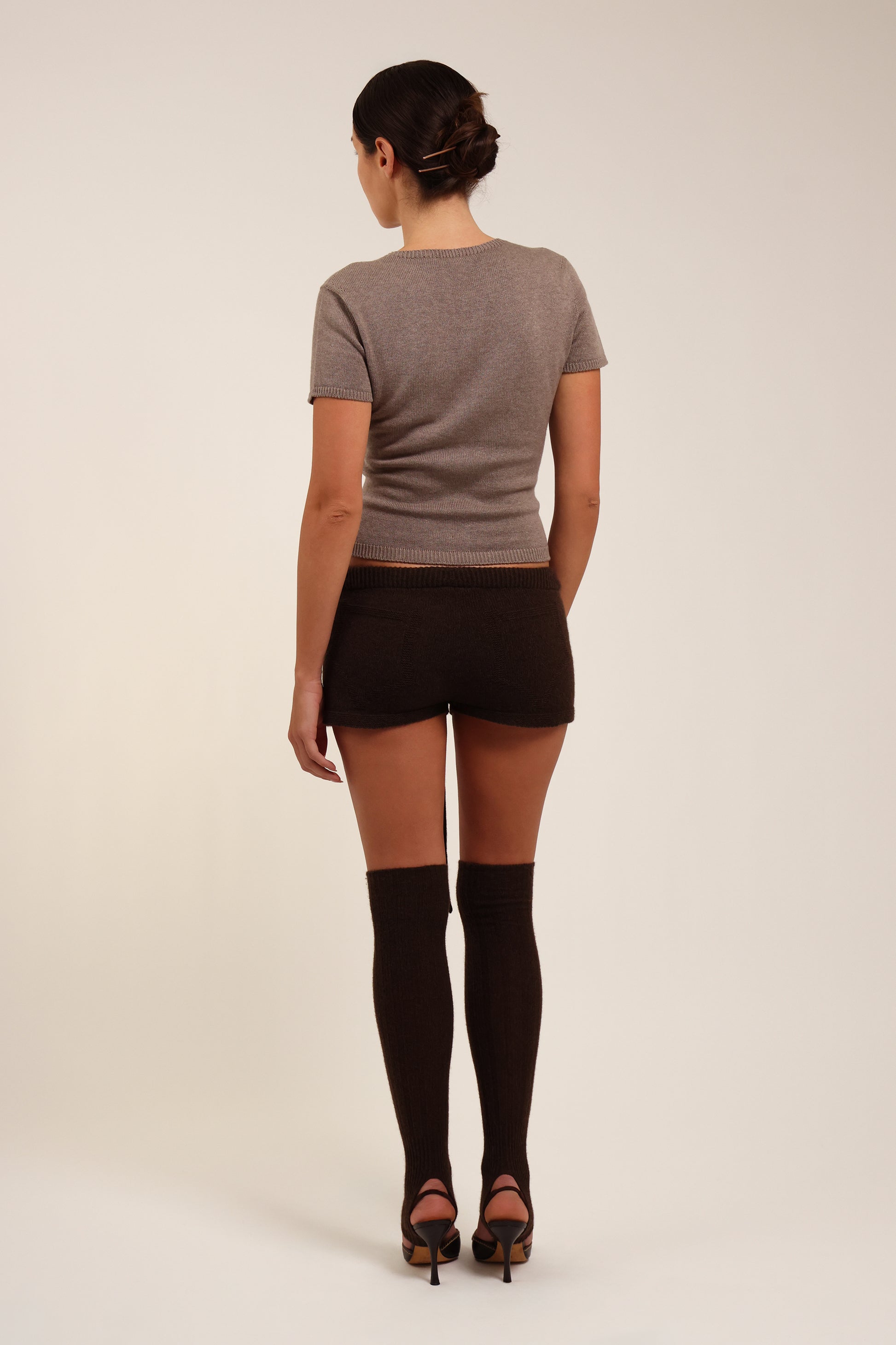 Fruitchouli Plain Knit Baby Tee in Mushroom Organic Cotton SeaCell™ – Australian knitwear (Back)