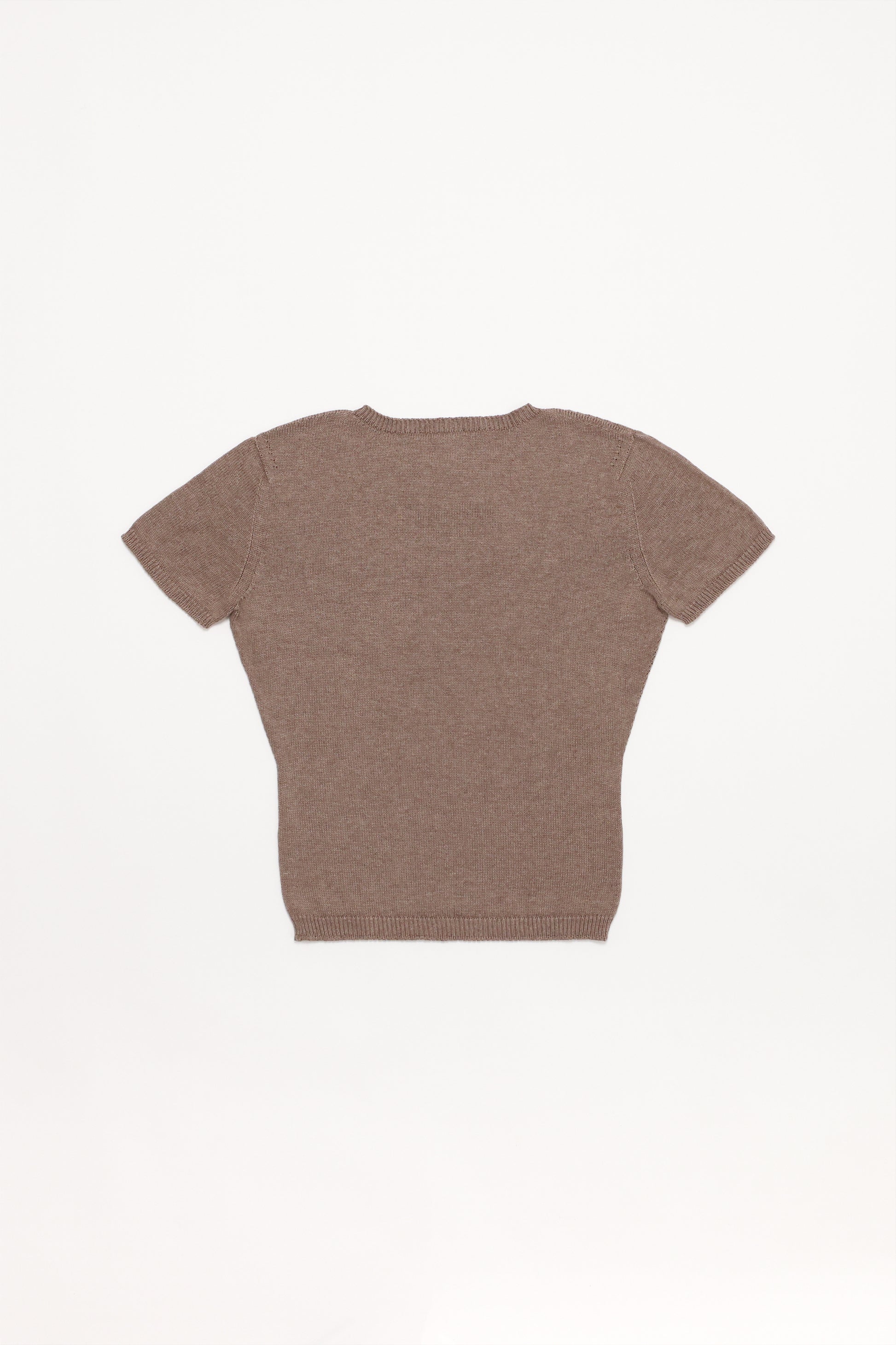 Fruitchouli Plain Knit Baby Tee in Mushroom Organic Cotton SeaCell™ – Australian knitwear (Flat Lay Back)