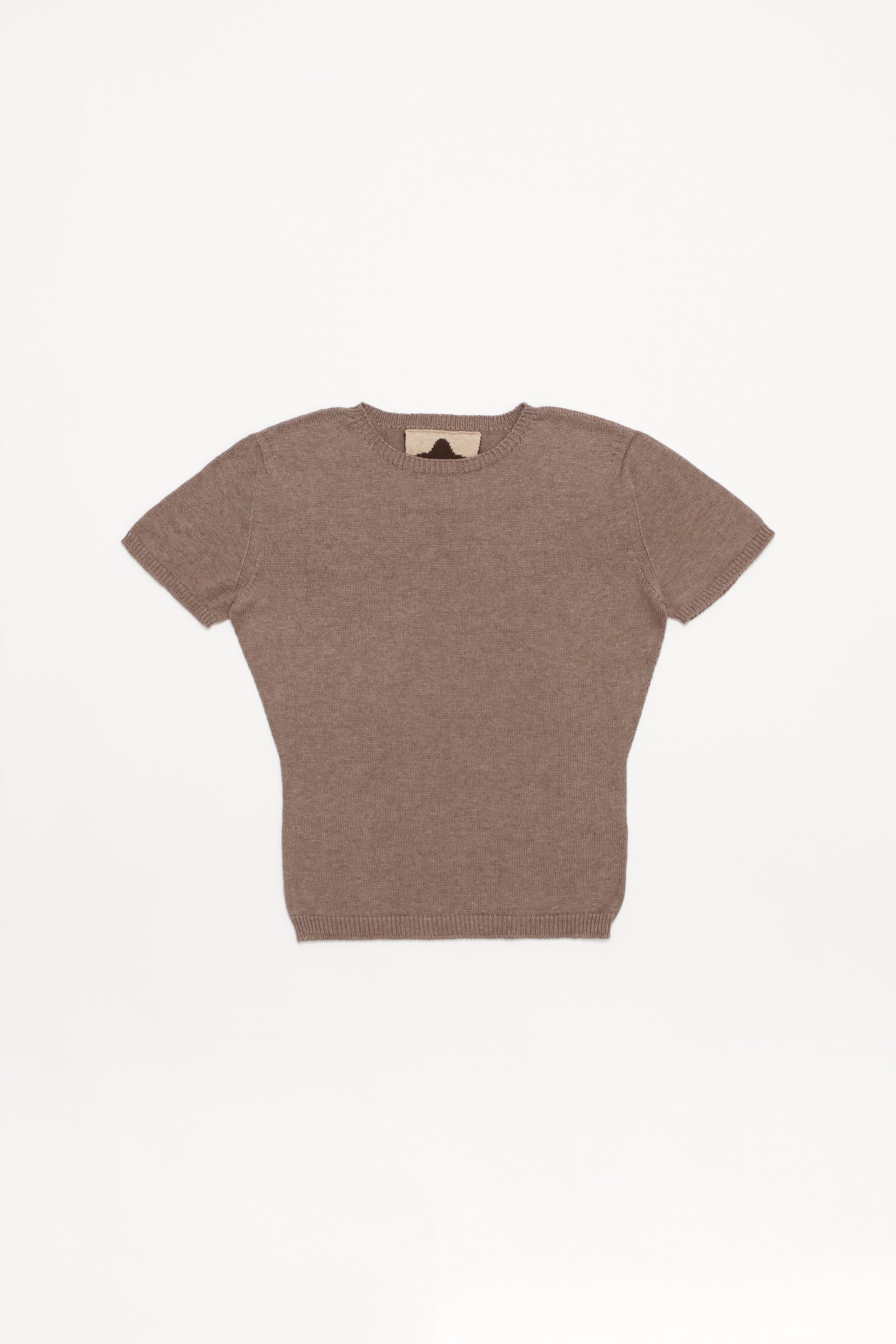 Fruitchouli Plain Knit Baby Tee in Mushroom Organic Cotton SeaCell™ – Australian knitwear (Flat Lay Front)