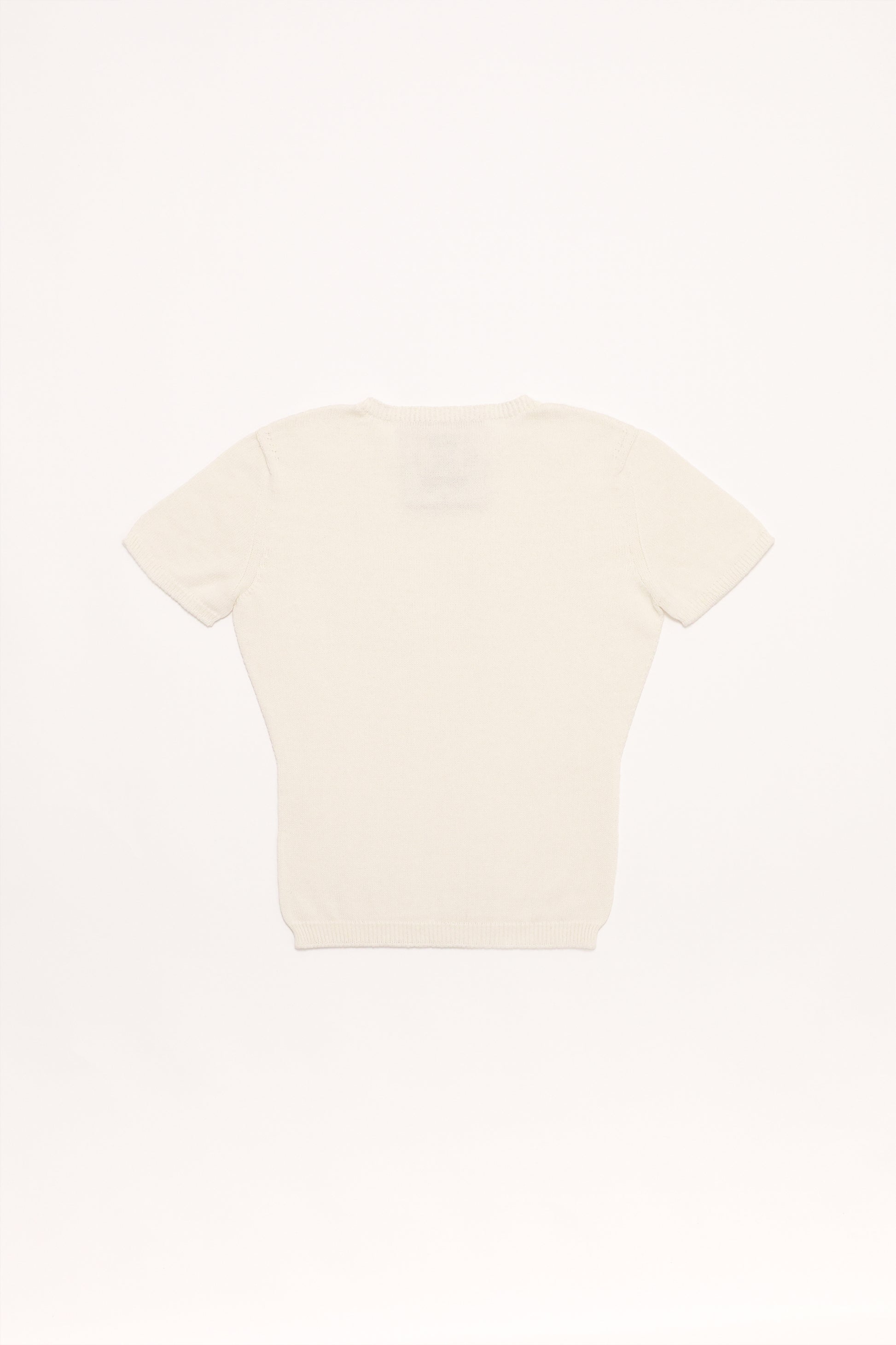 Fruitchouli Plain Knit Baby Tee in White Organic Cotton SeaCell™ – Australian knitwear (Flat Lay Back)