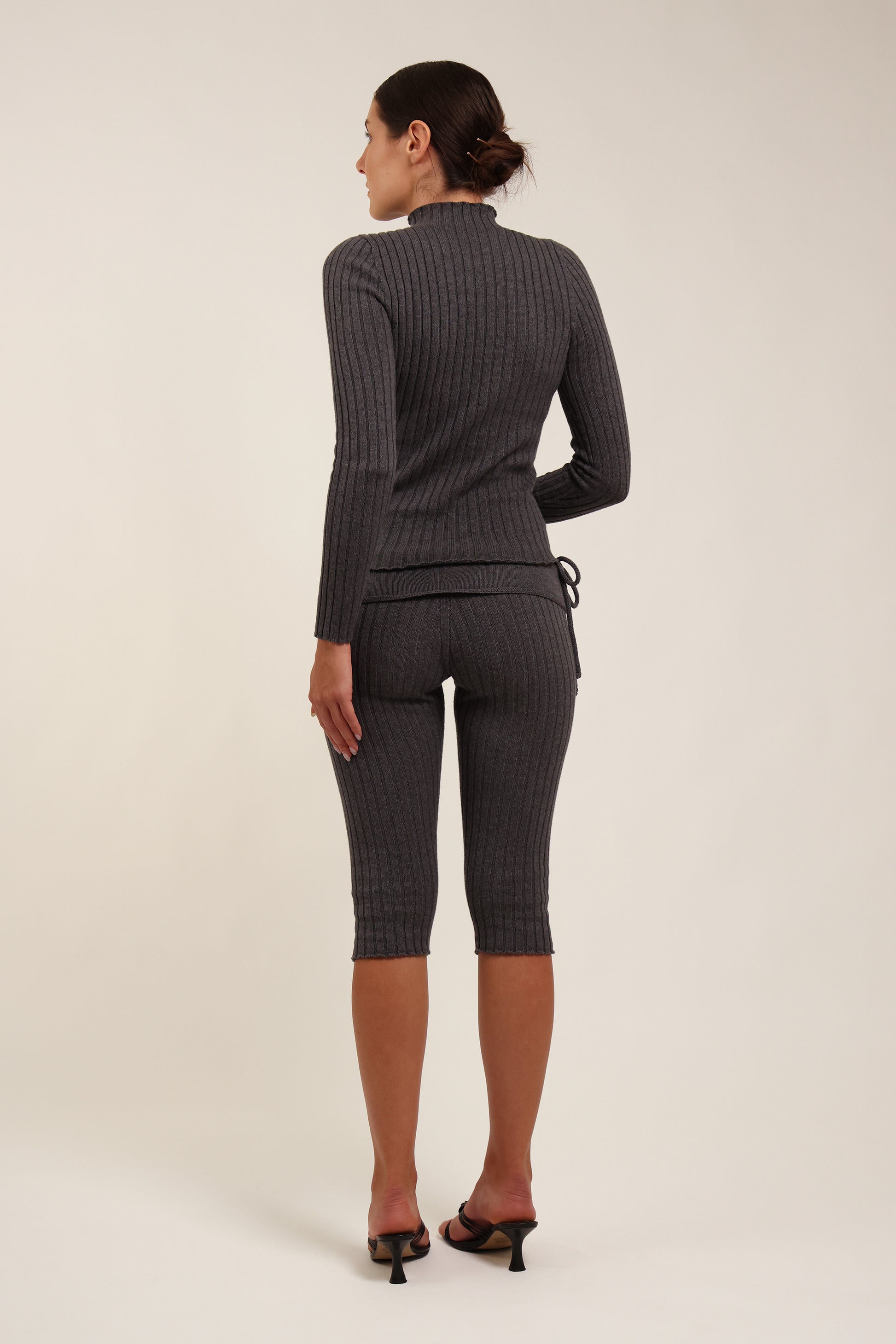 Fruitchouli Ribbed Mock Neck in Ash Grey Organic Cotton Cashmere – Australian knitwear (Back)