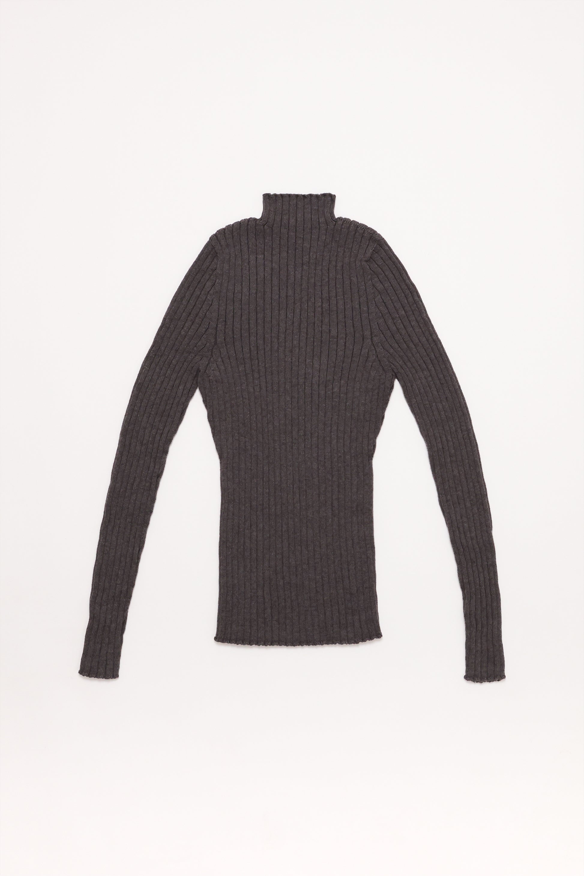Fruitchouli Ribbed Mock Neck in Ash Grey Organic Cotton Cashmere – Australian knitwear (Flat Lay Side)