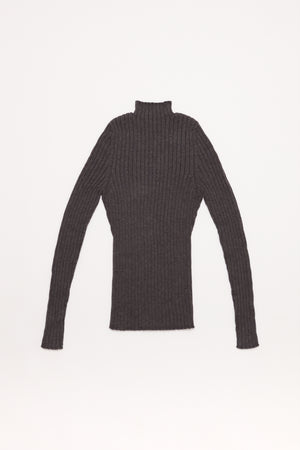 Ribbed Mock Neck in Ash Grey