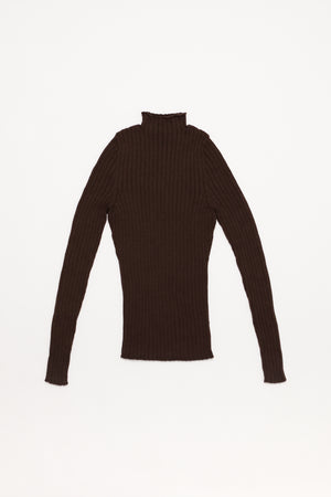 Ribbed Mock Neck in Fruitchouli Brown