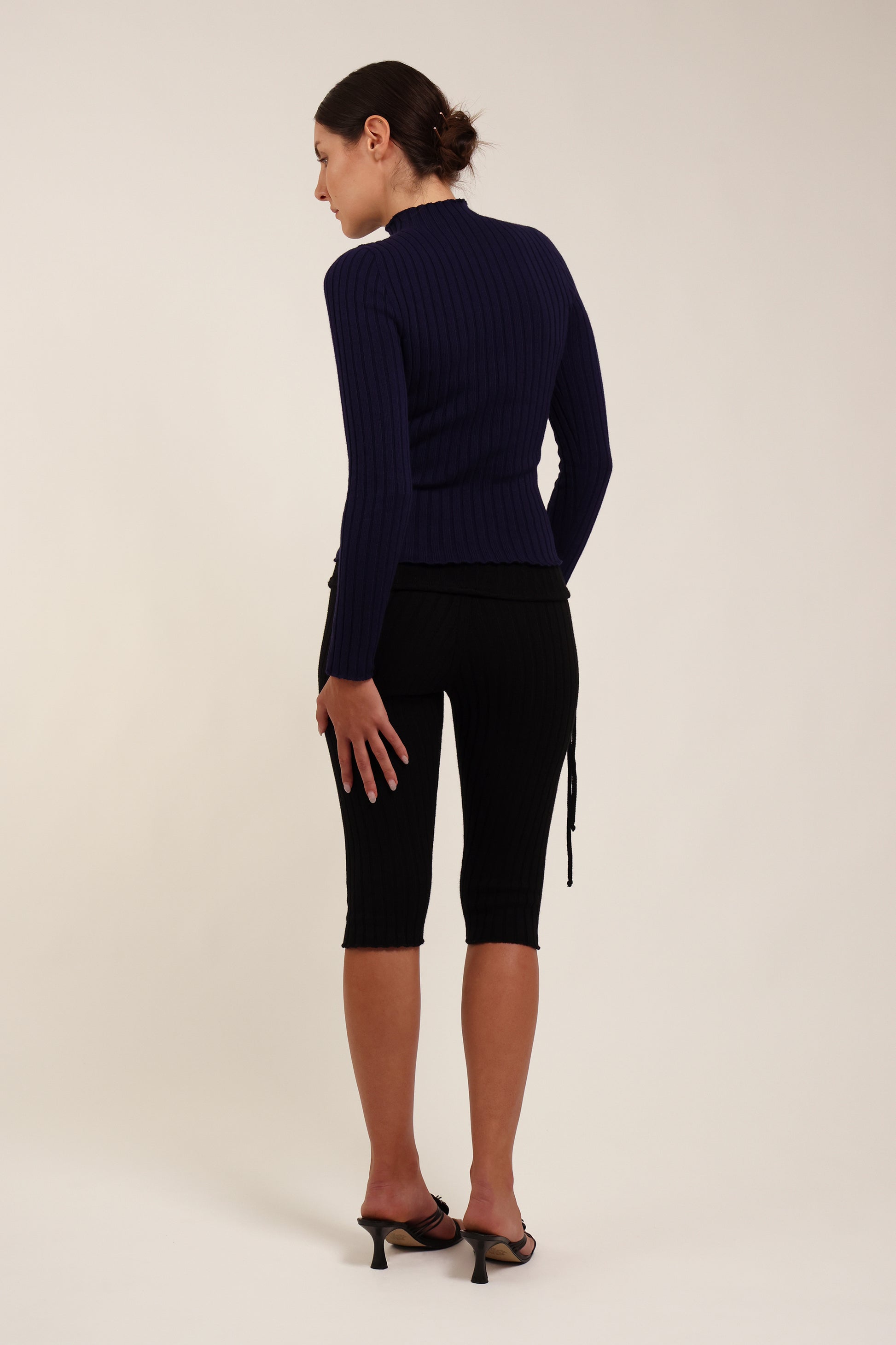 Fruitchouli Ribbed Mock Neck in Ink Organic Cotton Cashmere – Australian knitwear (Back)
