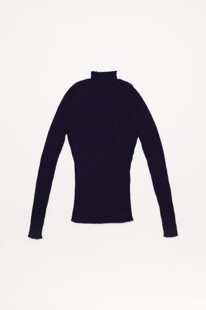 Ribbed Mock Neck in Ink