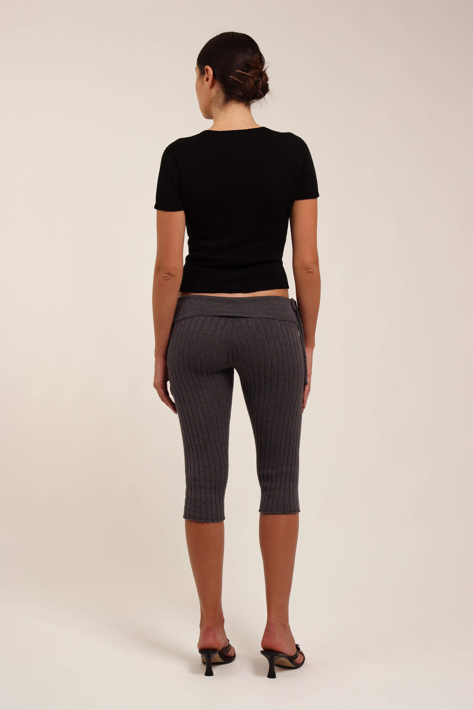 Fruitchouli Stars Openwork Baby Tee in Black Organic Cotton SeaCell™ – Australian knitwear (Back)