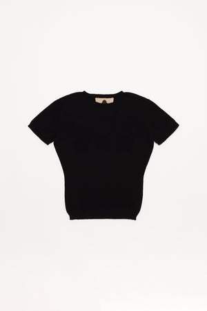 Stars Openwork Baby Tee in Black
