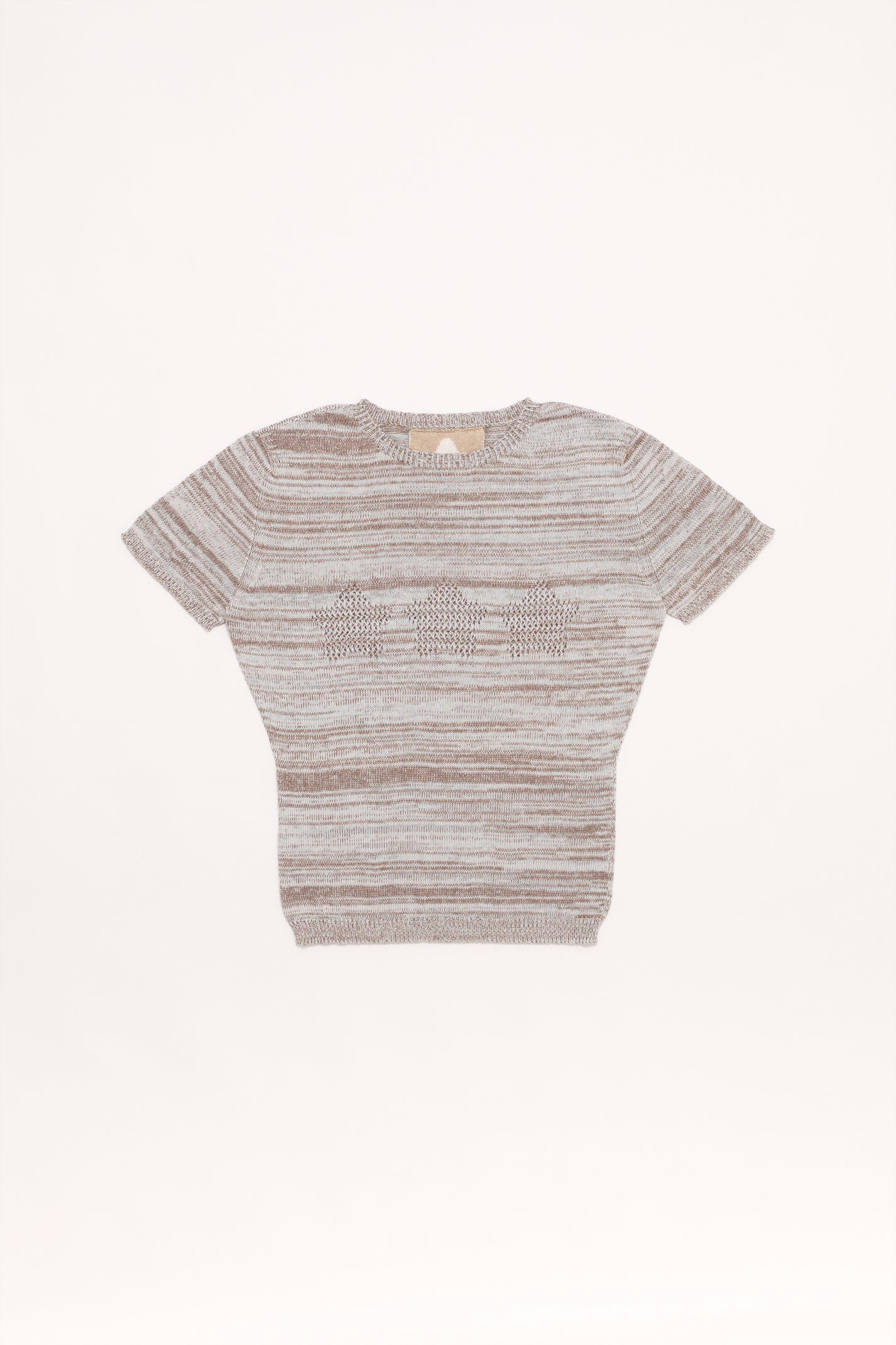 Fruitchouli Stars Openwork Baby Tee in Studio Blend II Organic Cotton SeaCell™ – Australian knitwear (Flat Lay Front)