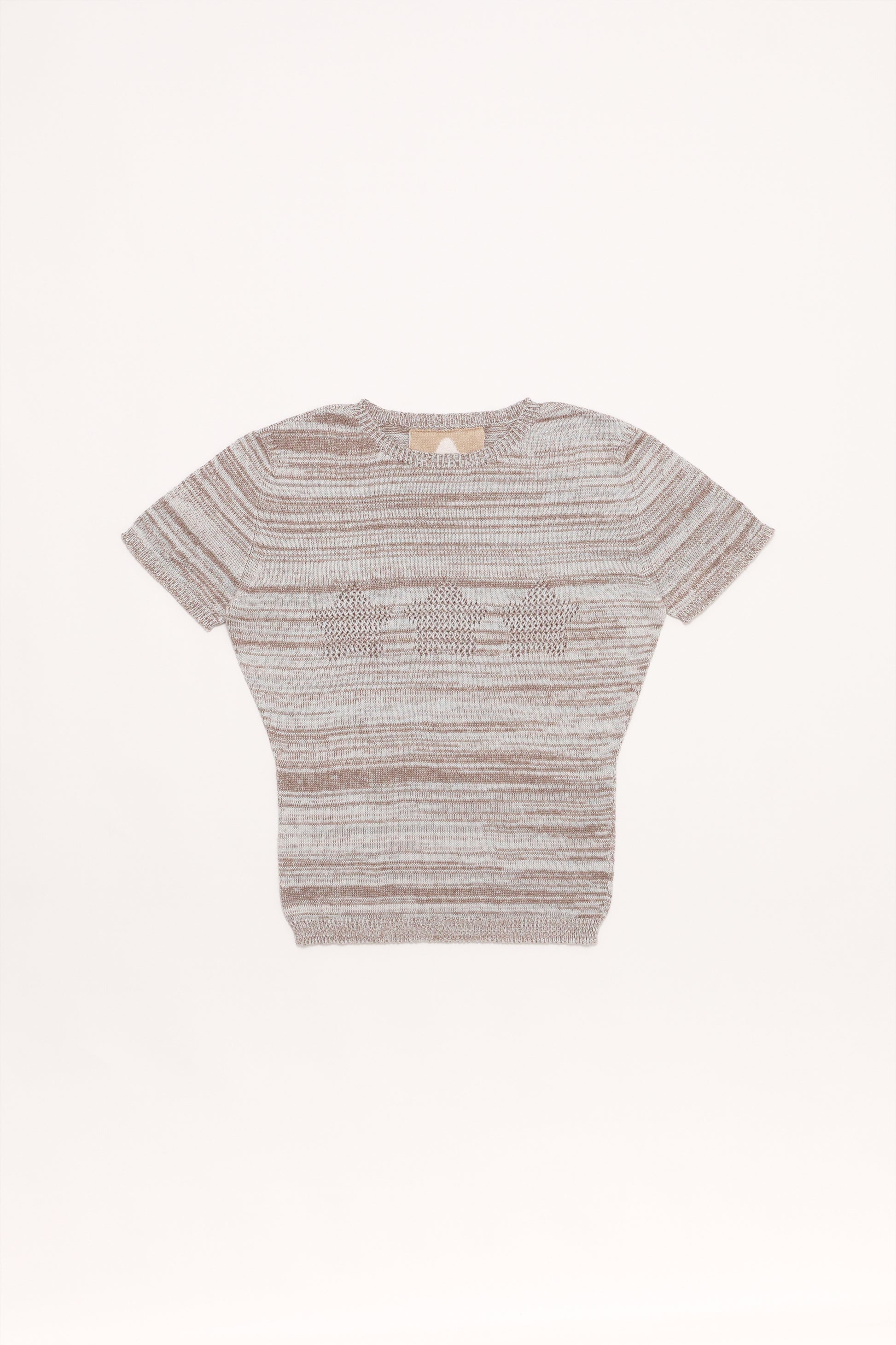 Fruitchouli Stars Openwork Baby Tee in Studio Blend II Organic Cotton SeaCell™ – Australian knitwear (Flat Lay Front)
