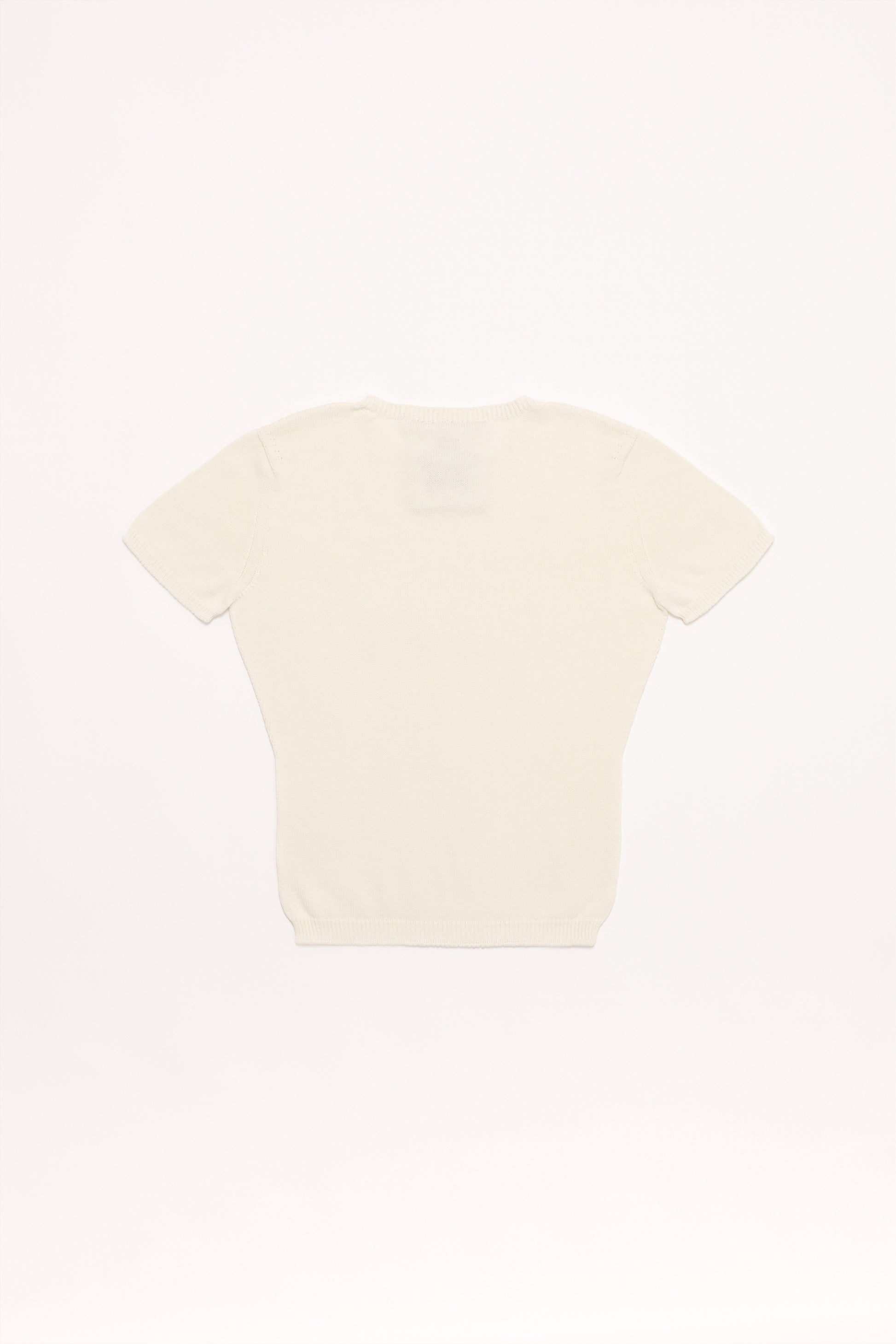 Fruitchouli Stars Openwork Baby Tee in White Organic Cotton SeaCell™ – Australian knitwear (Flat Lay Back)