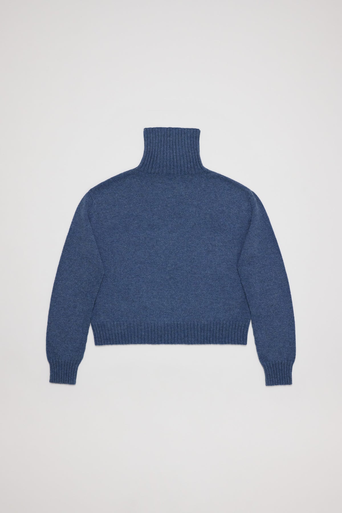 Fruitchouli Relaxed Turtleneck Sweater in Denim Yak – Australian knitwear (Flat Lay Back)