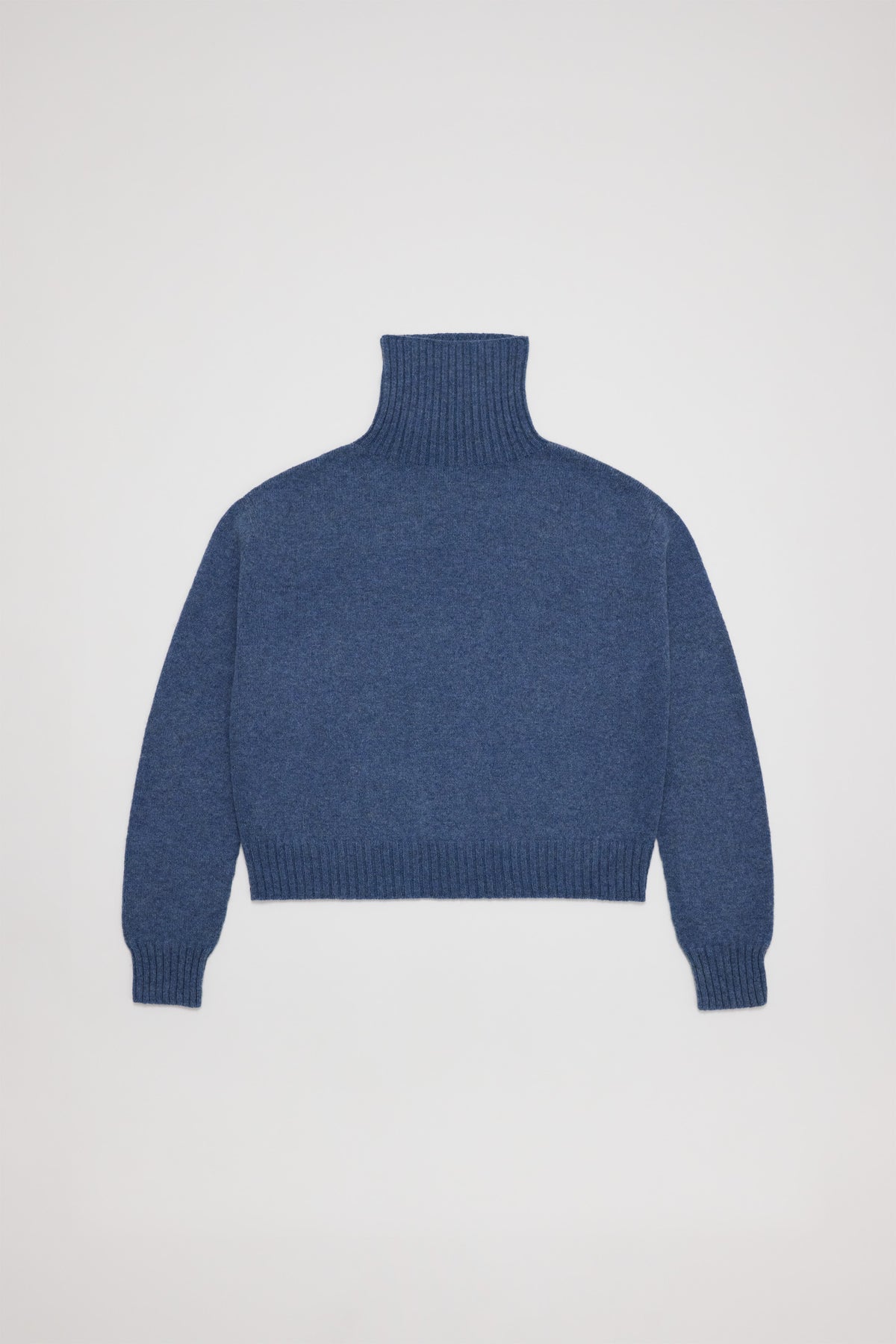 Fruitchouli Relaxed Turtleneck Sweater in Denim Yak – Australian knitwear (Flat Lay Front)
