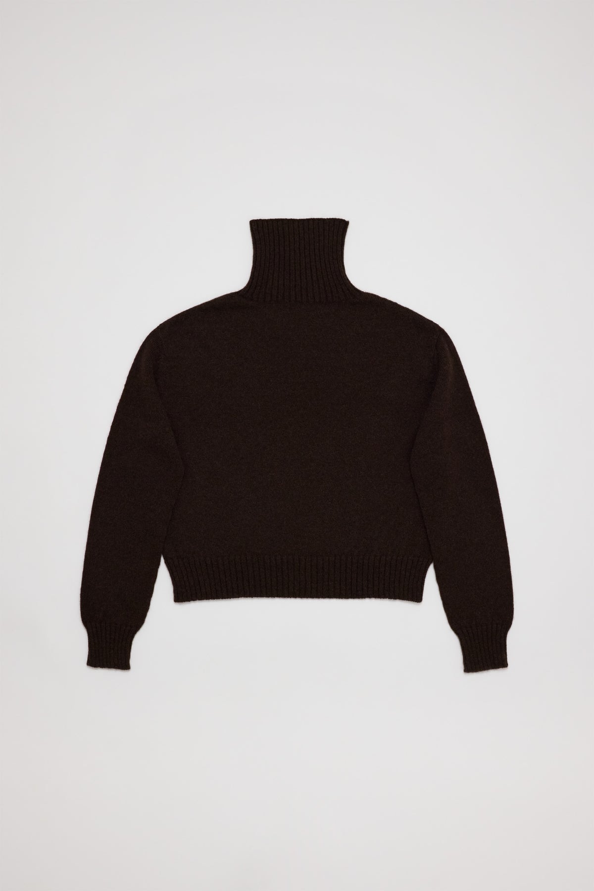 Fruitchouli Relaxed Turtleneck Sweater in Natural Brown Yak – Australian knitwear (Flat Lay Back)